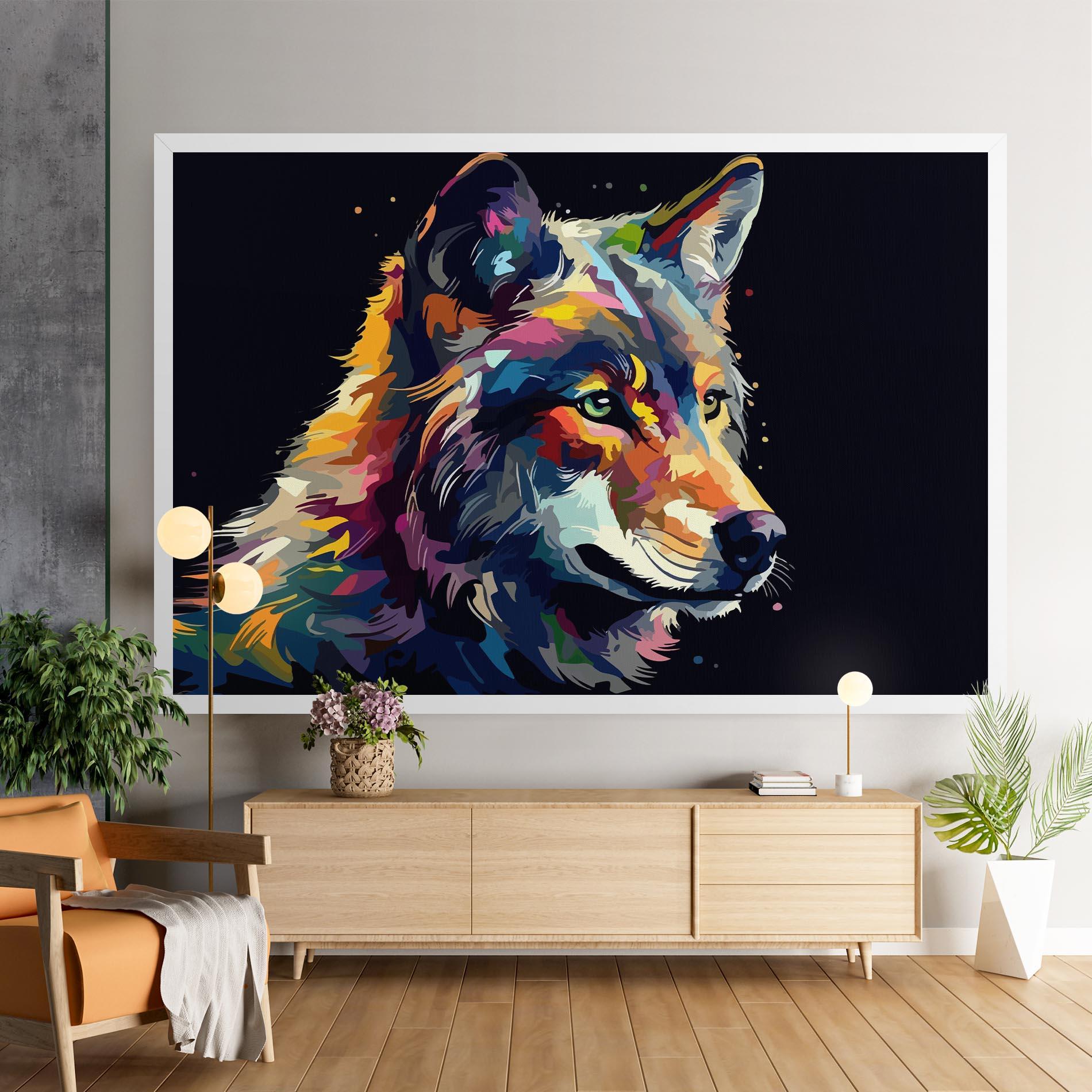 Leinwandbild Painted Wolf mockup 9