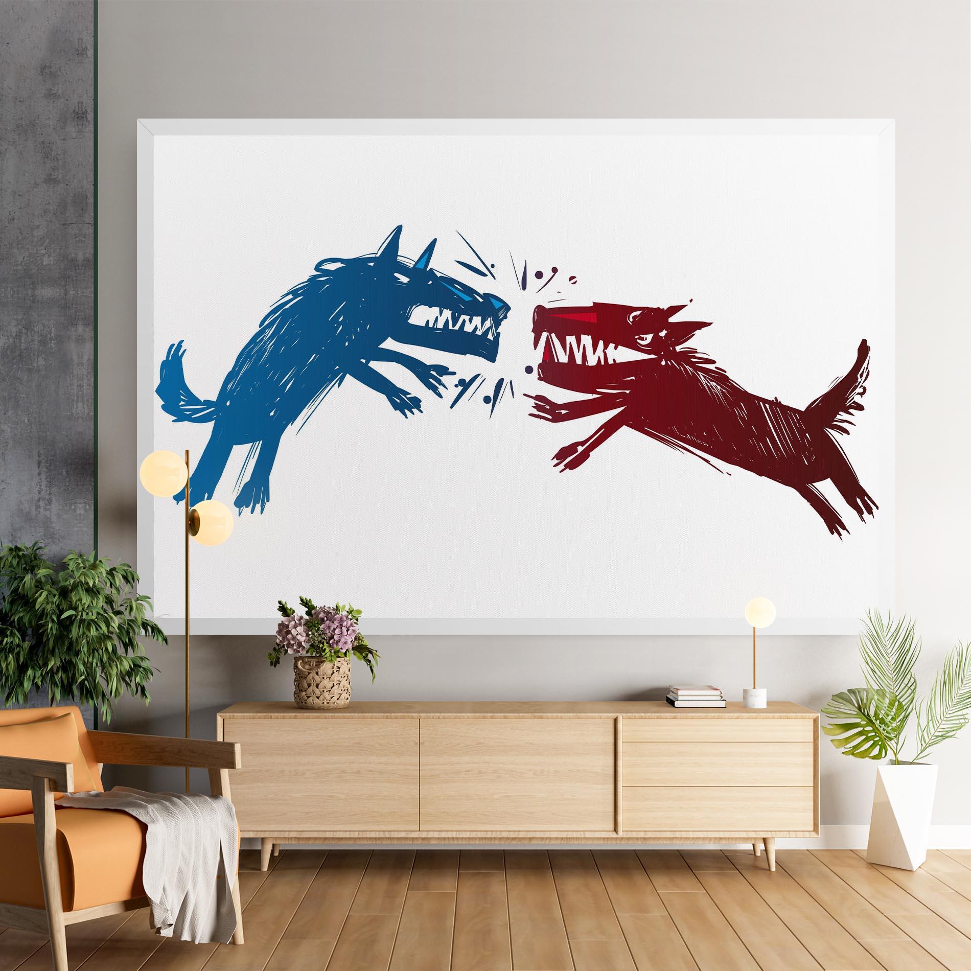 Leinwandbild Red Blue Wolves mockup 9