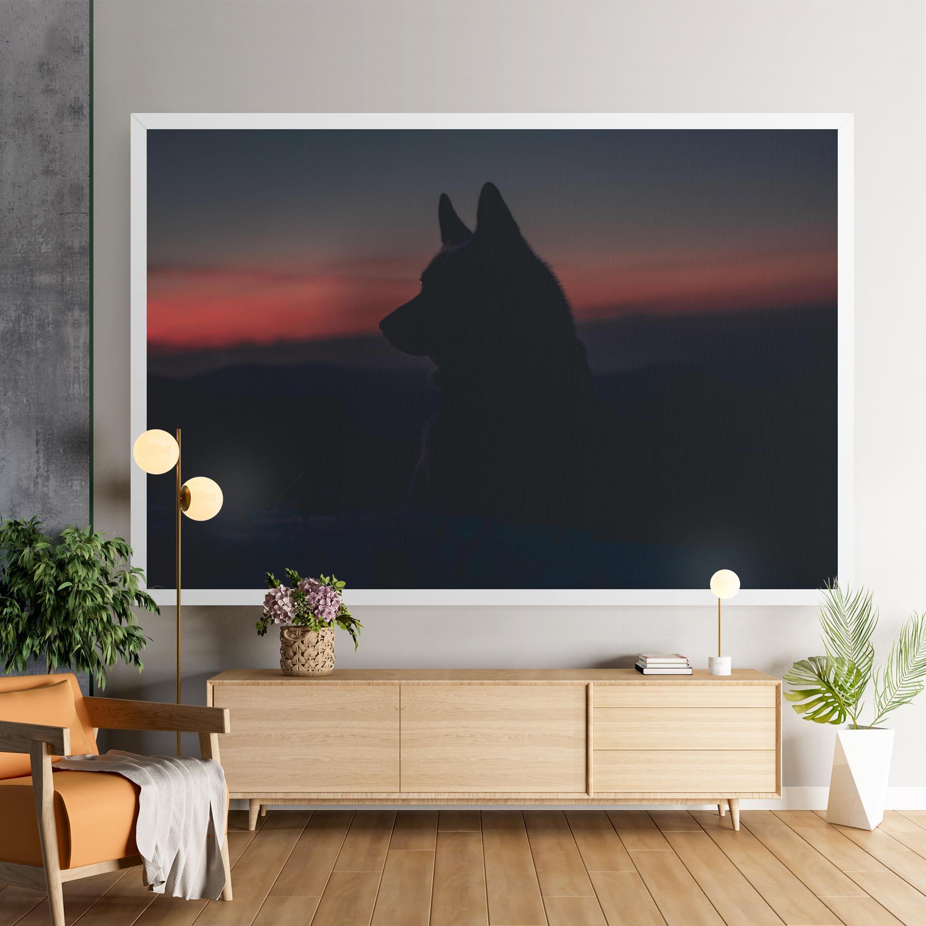 Leinwandbild Wolf Shillouette mockup 9