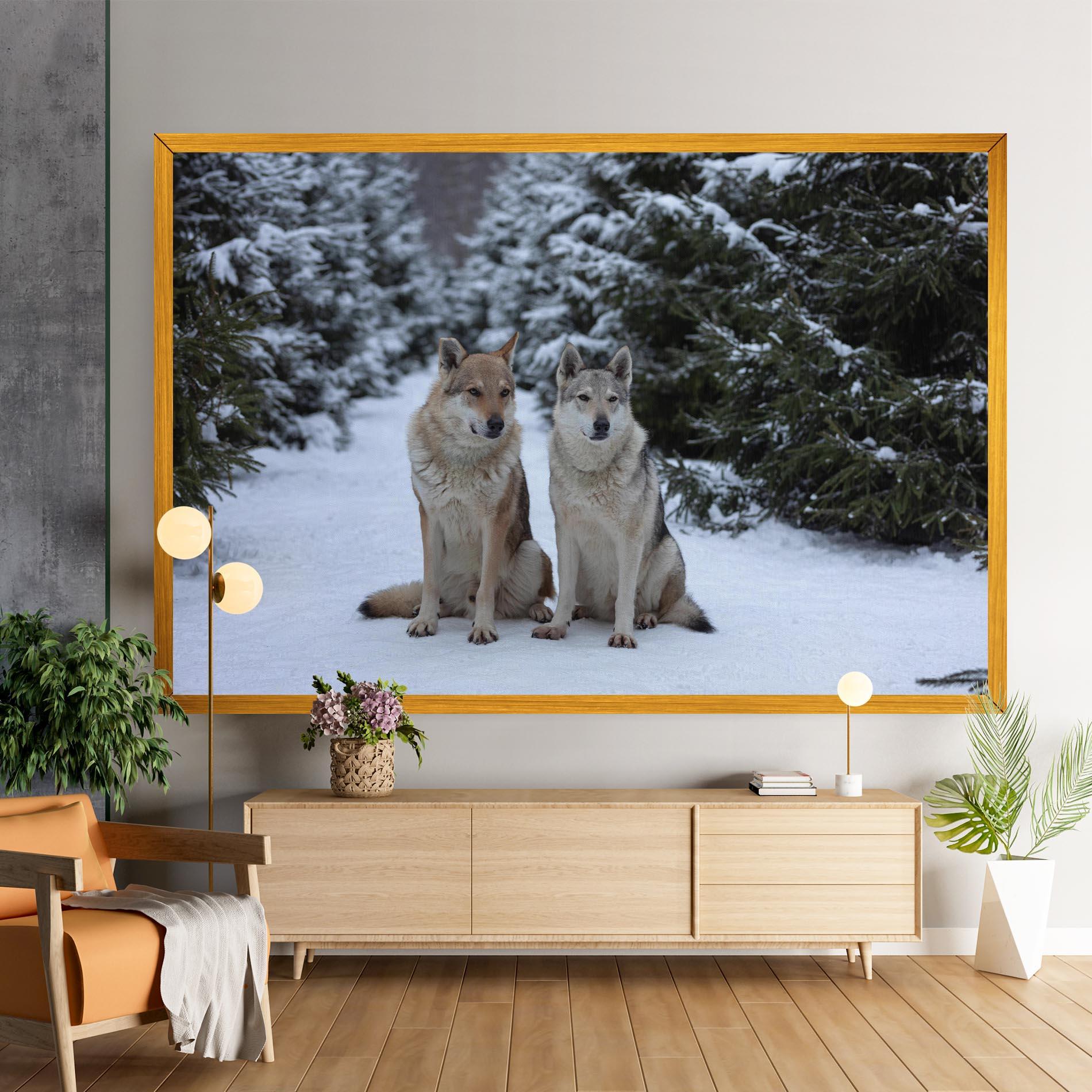 Leinwandbild 2 Wolfs Sitting mockup 9