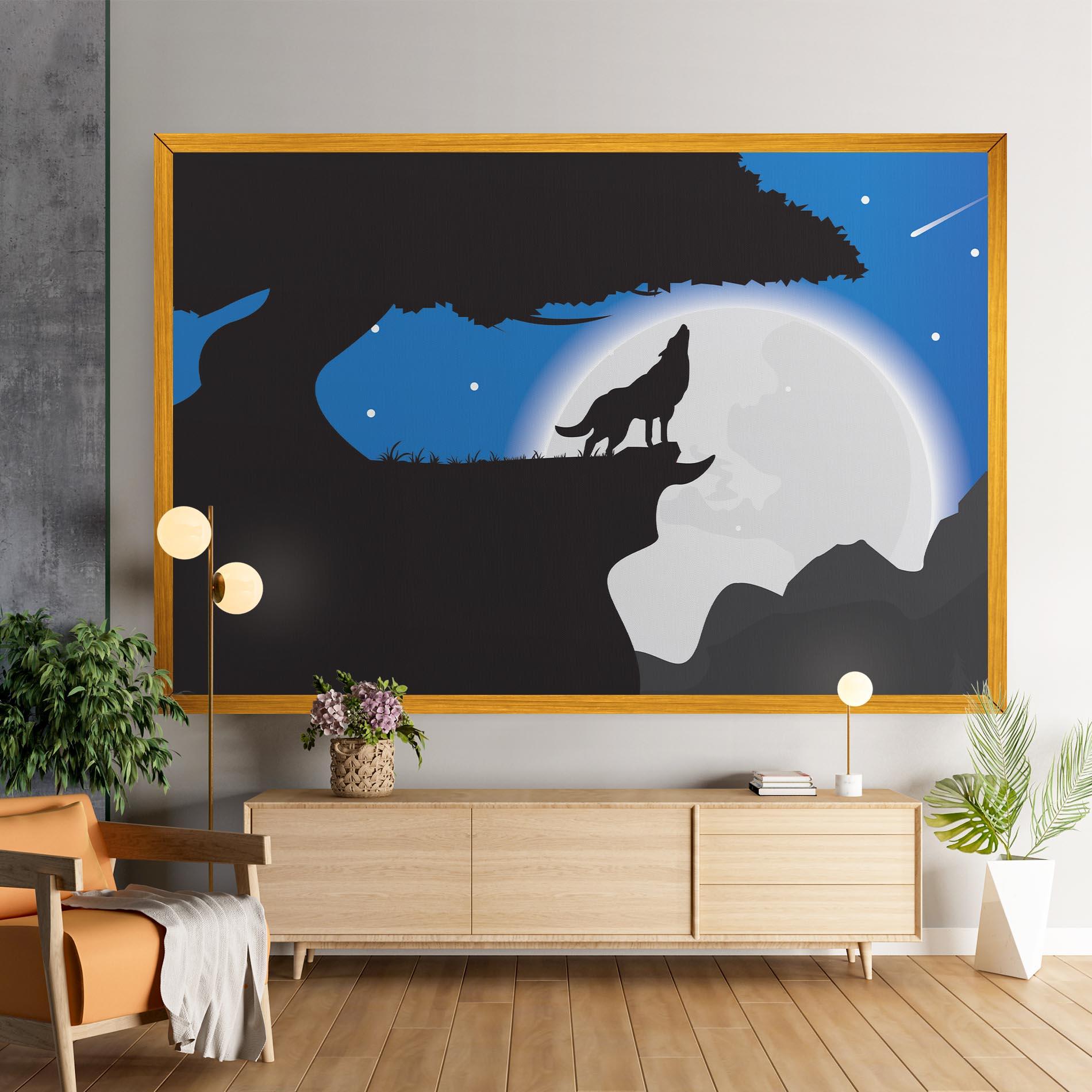 Leinwandbild Blue Light Wolf mockup 9