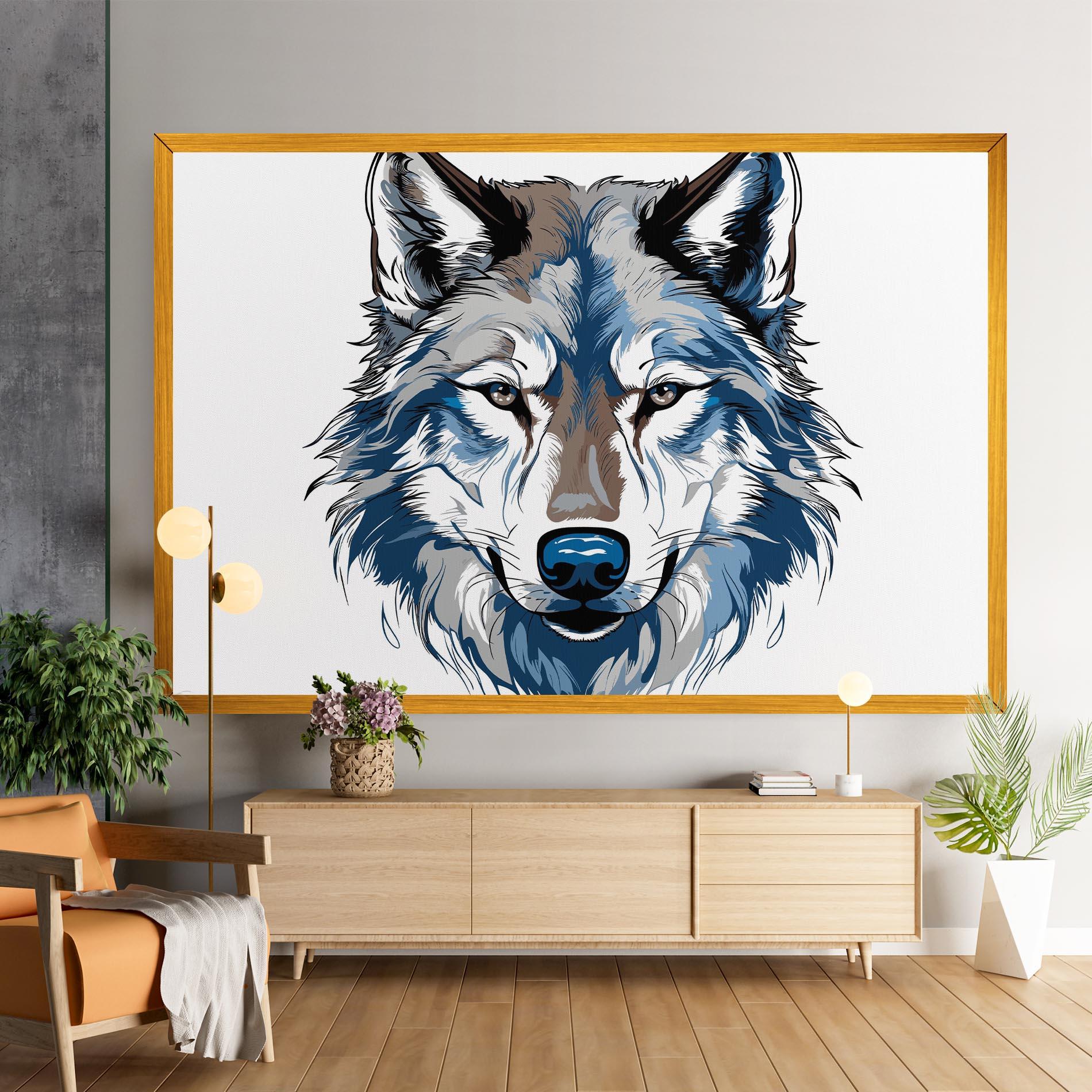 Leinwandbild Blue Wolf Head mockup 9