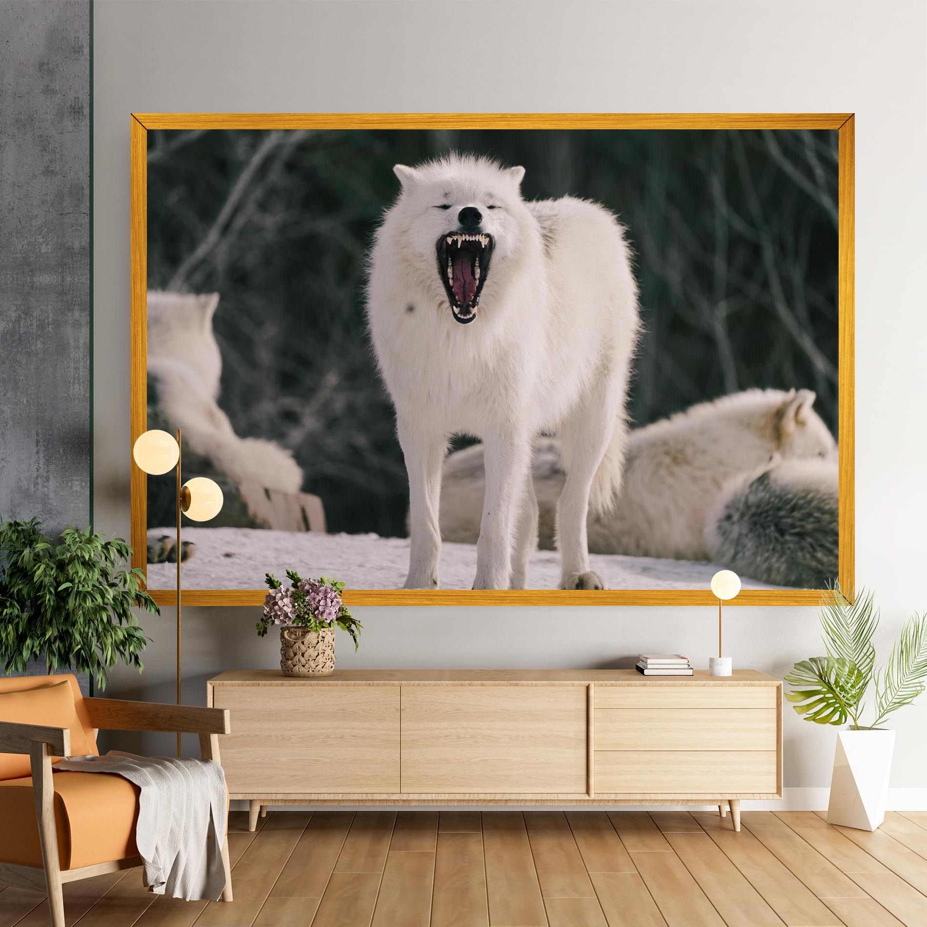 Laughing White Wolf mockup 9
