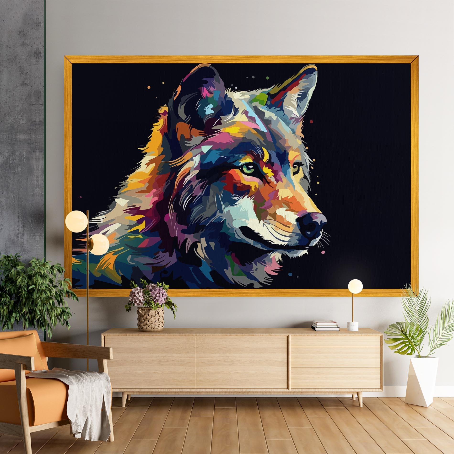 Leinwandbild Painted Wolf mockup 9
