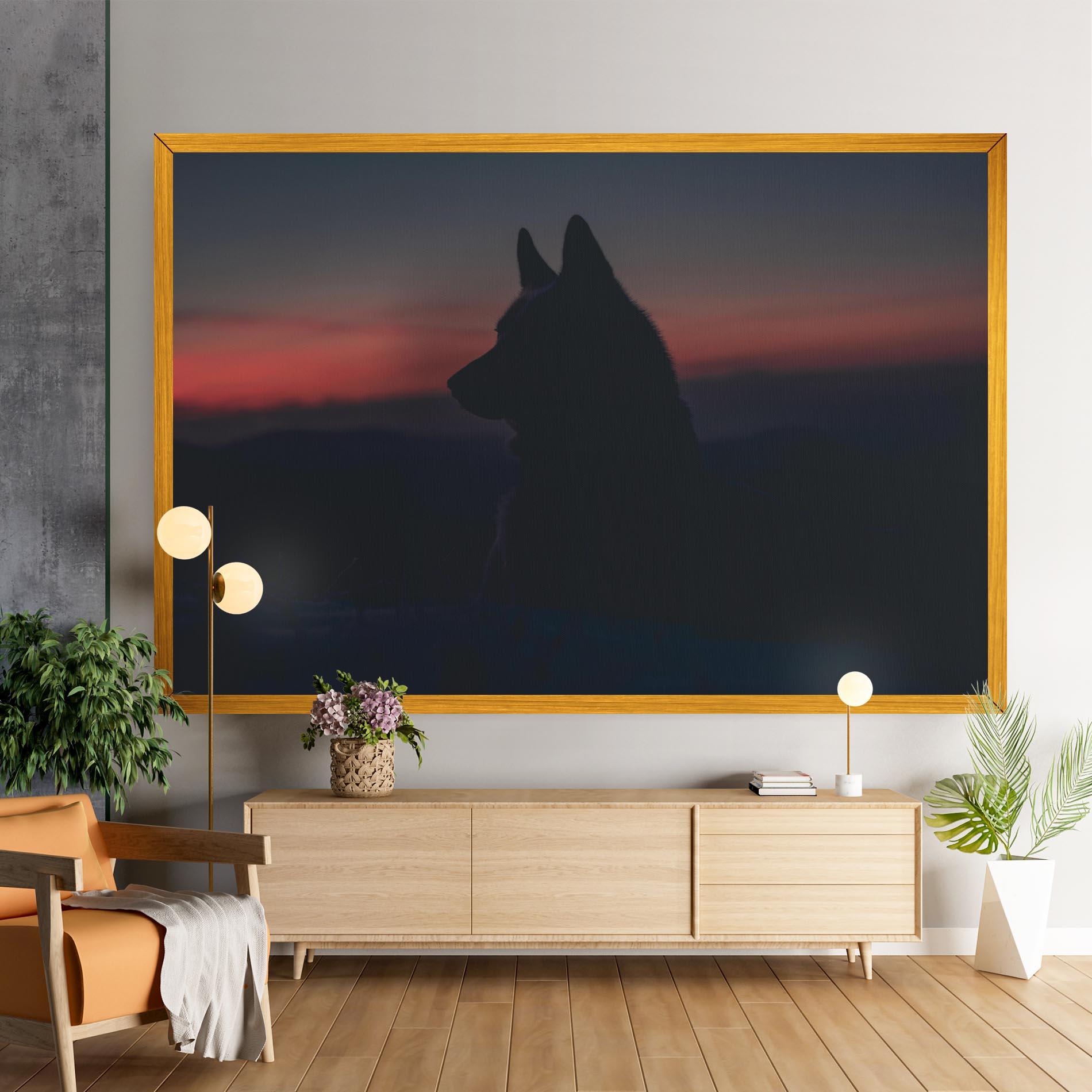 Leinwandbild Wolf Shillouette mockup 9