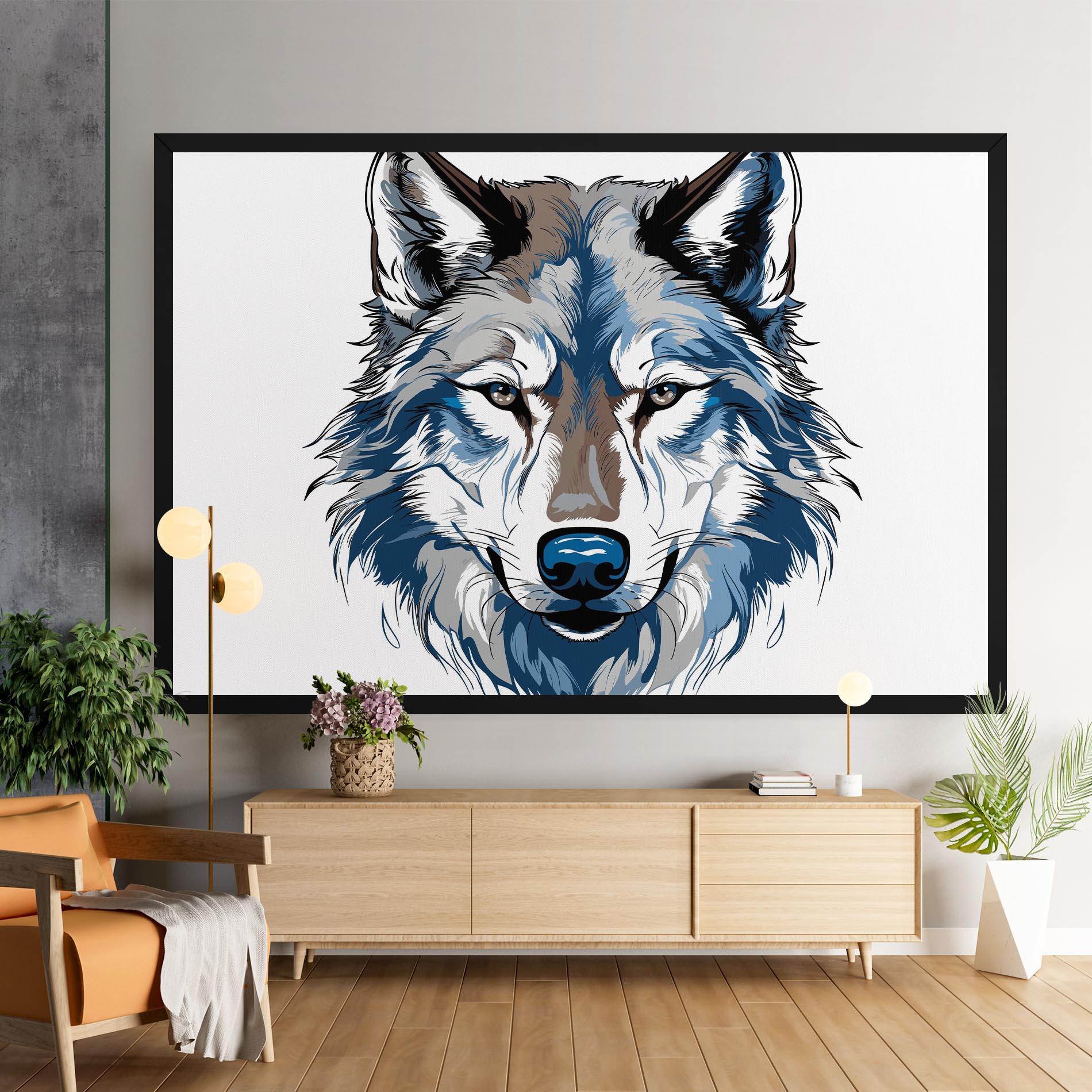 Leinwandbild Blue Wolf Head mockup 9