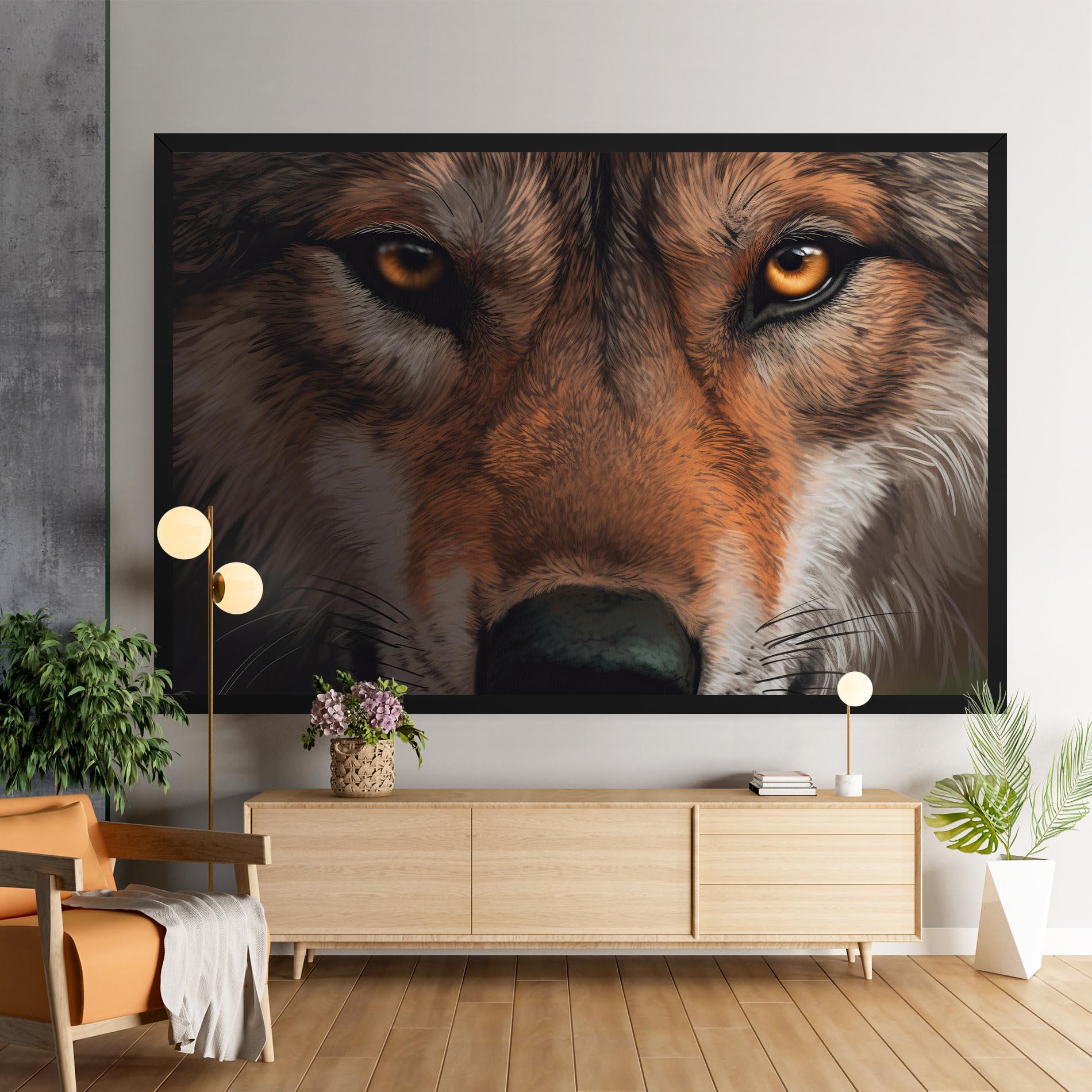 Leinwandbild Close Up Wolf Eyes mockup 9
