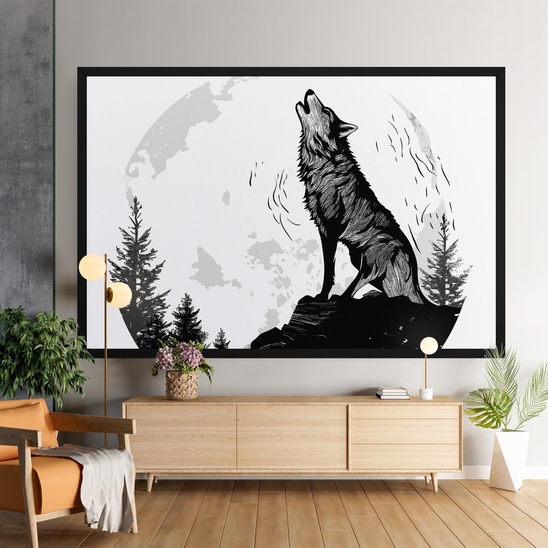 Leinwandbild Grey Moon Wolf mockup 9