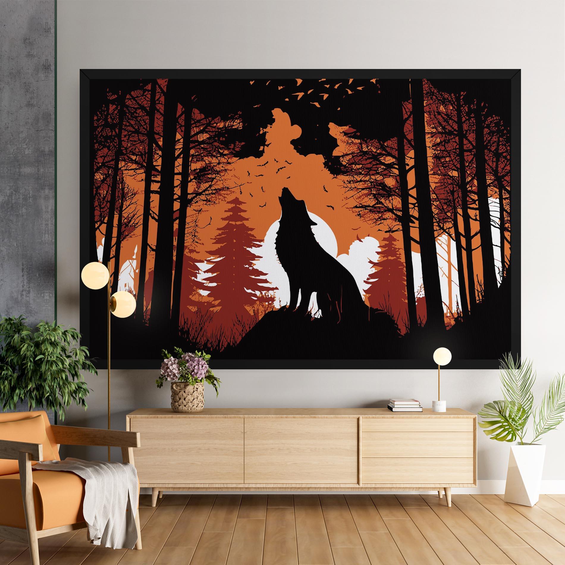 Leinwandbild Orange Sky Wolf mockup 9