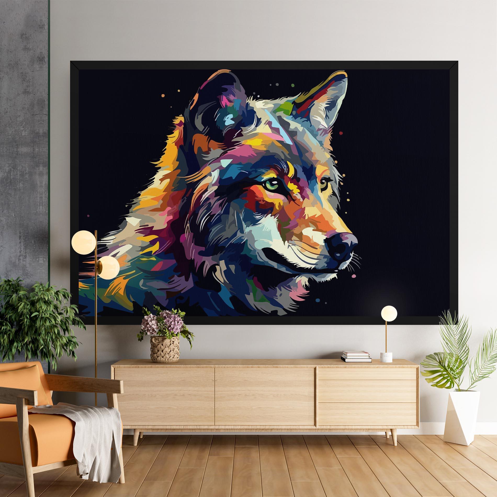 Leinwandbild Painted Wolf mockup 9