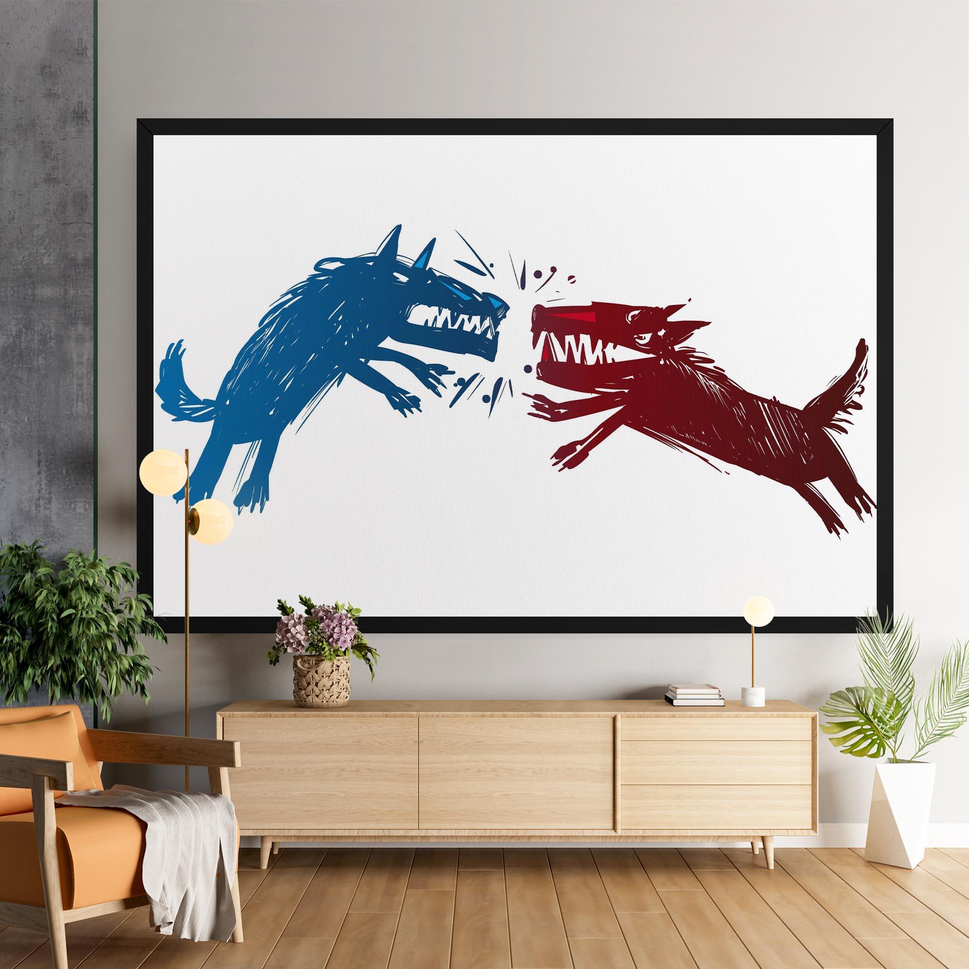 Leinwandbild Red Blue Wolves mockup 9