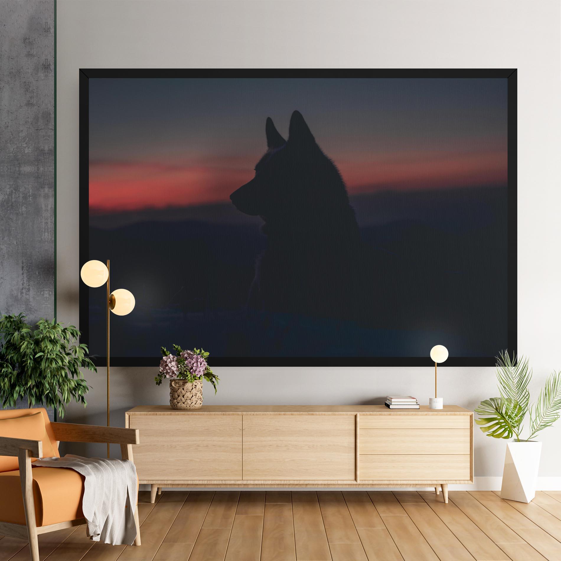 Leinwandbild Wolf Shillouette mockup 9