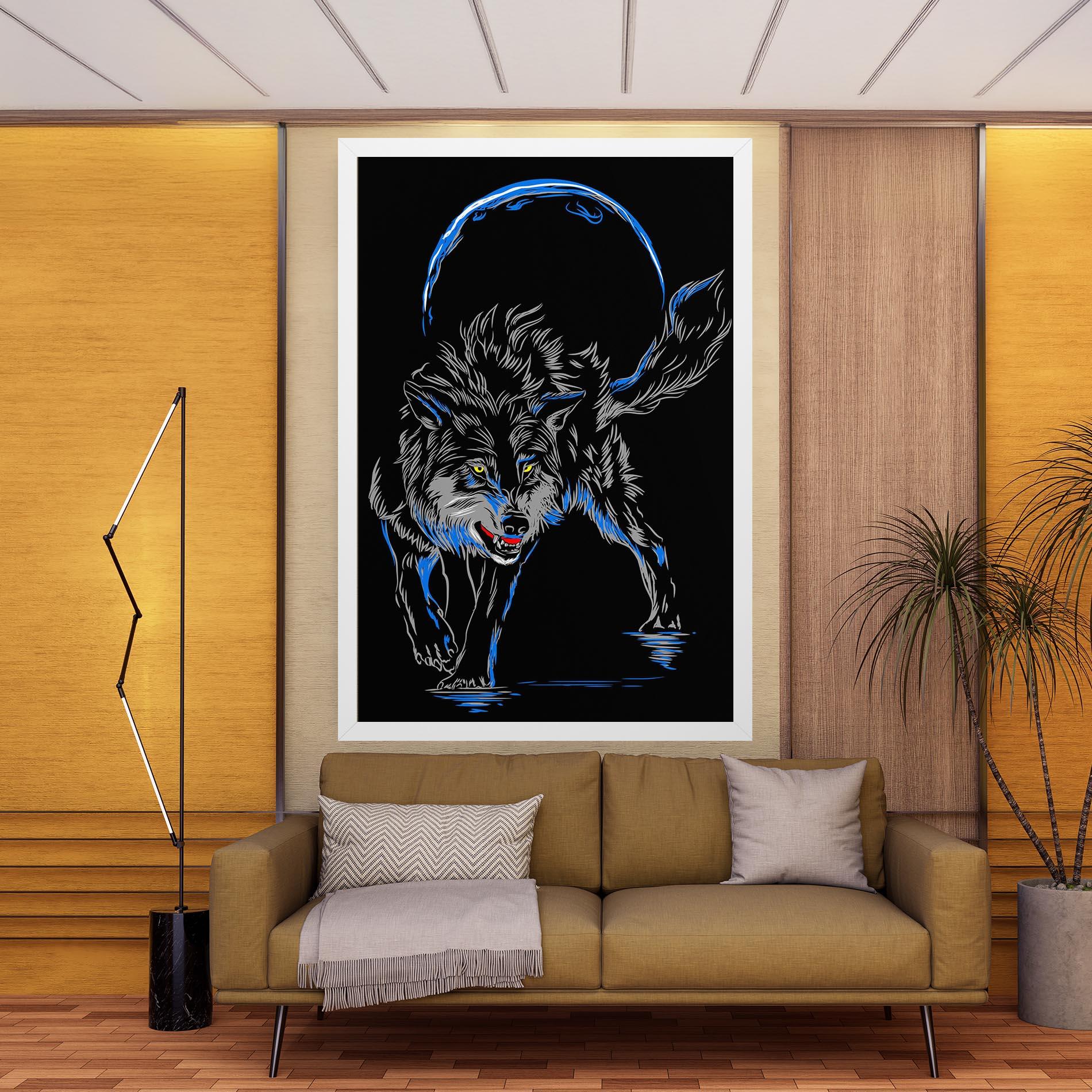 Leinwandbild Grey Blue Wolf mockup 9