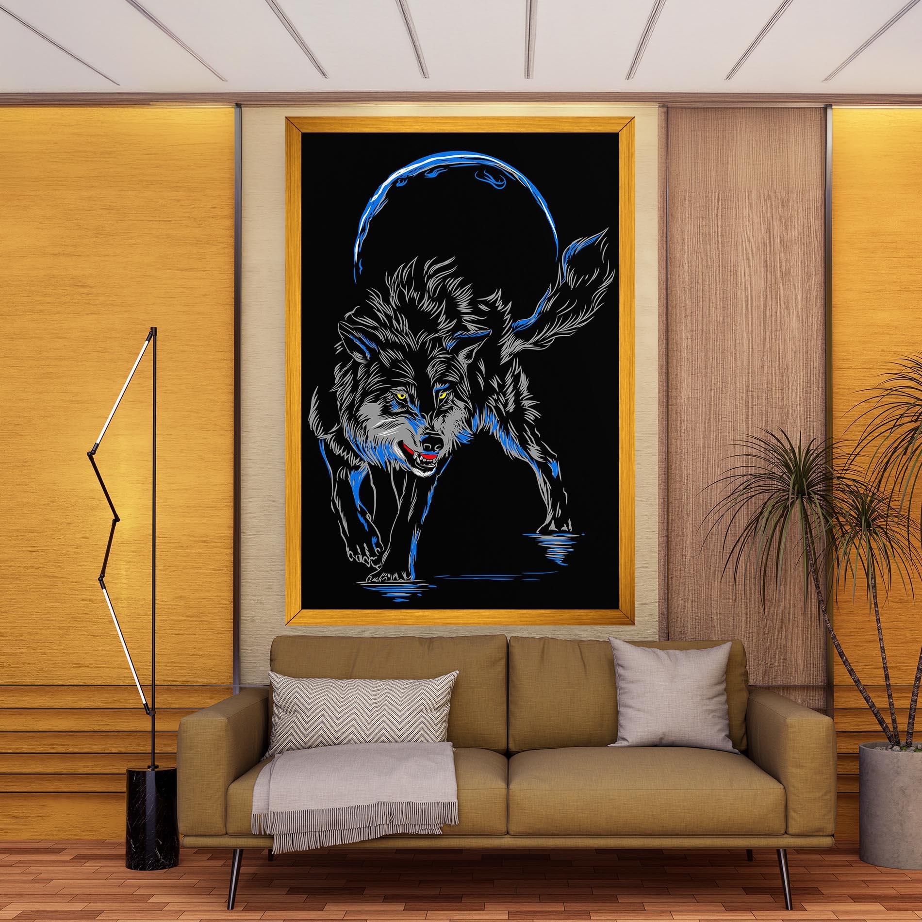 Leinwandbild Grey Blue Wolf mockup 9