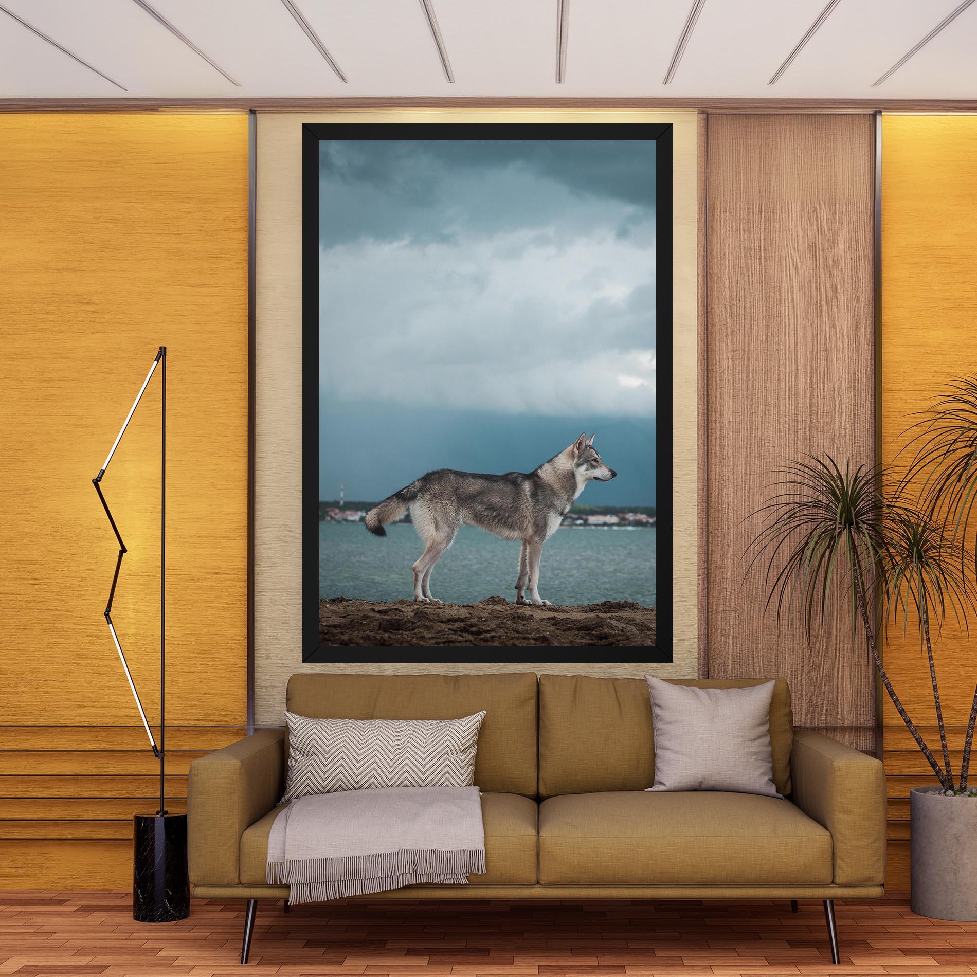 Leinwandbild Grey Wolf Looking mockup 9