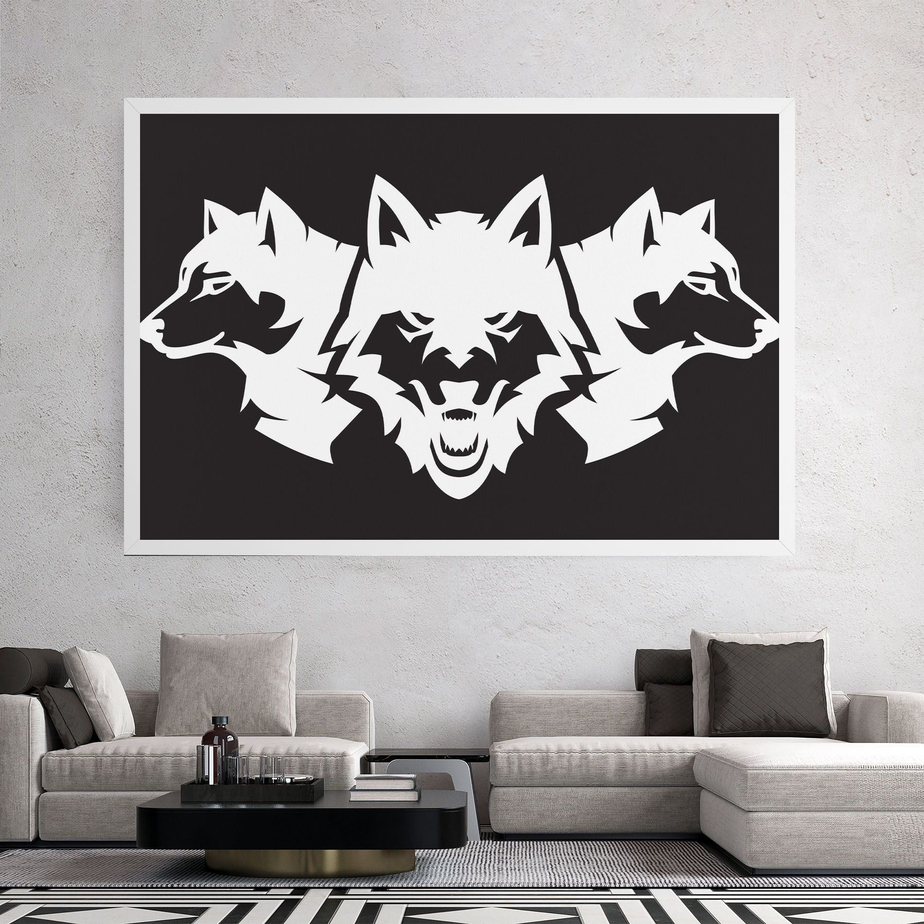 3 Wolf Heads mockup 2