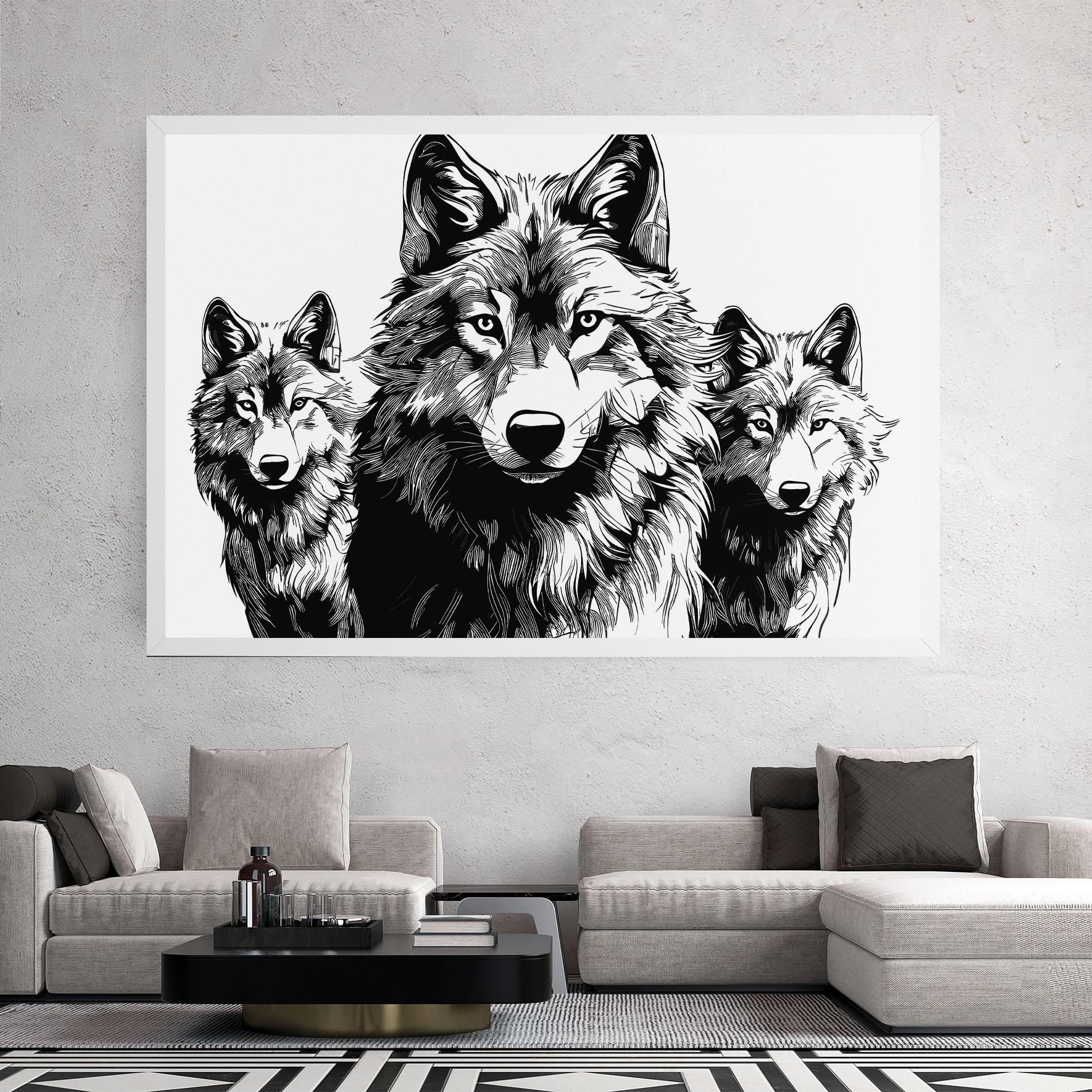 Leinwandbild 3 Wolves mockup 2