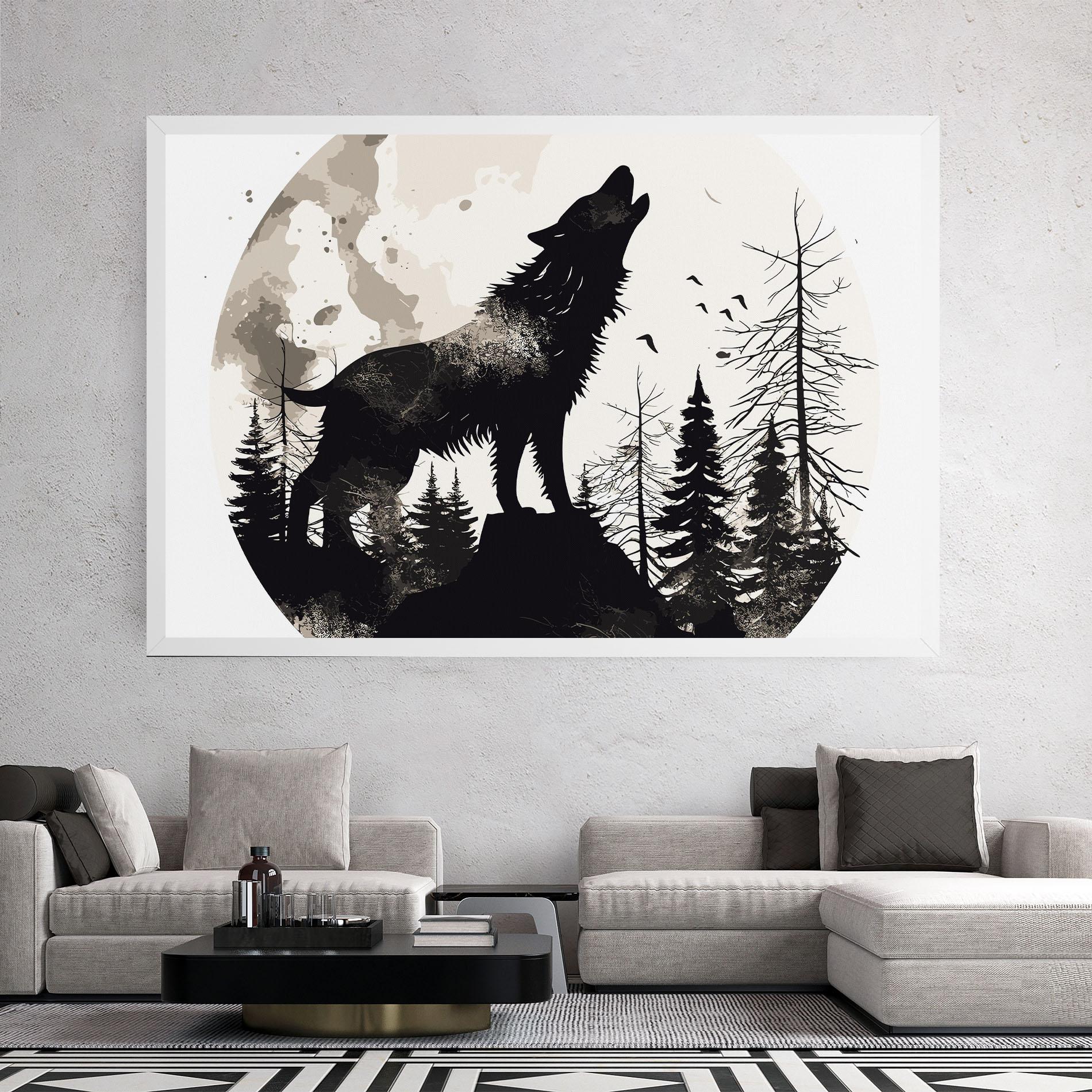 Leinwandbild Black On Cream Wolf mockup 2