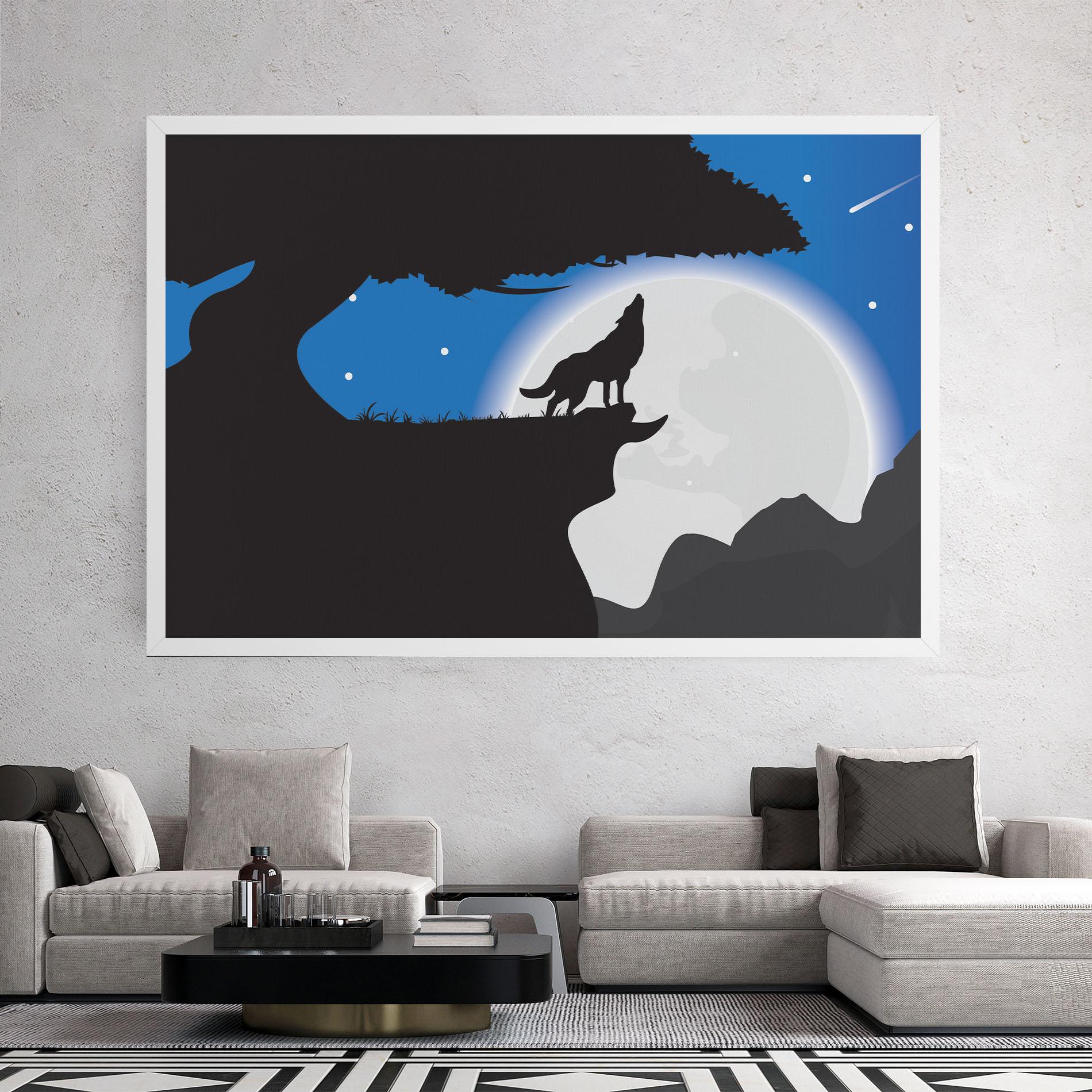 Leinwandbild Blue Light Wolf mockup 2