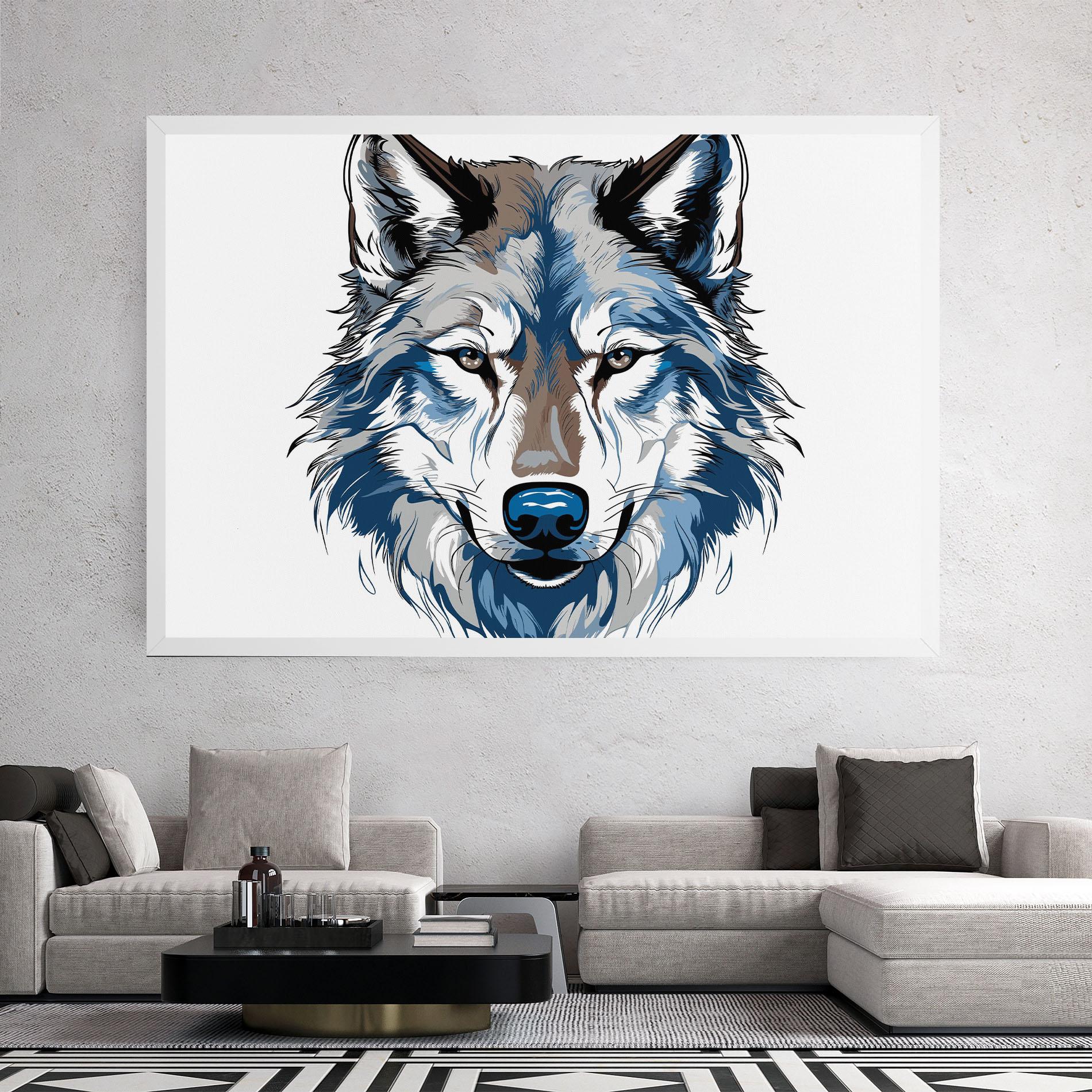 Leinwandbild Blue Wolf Head mockup 2