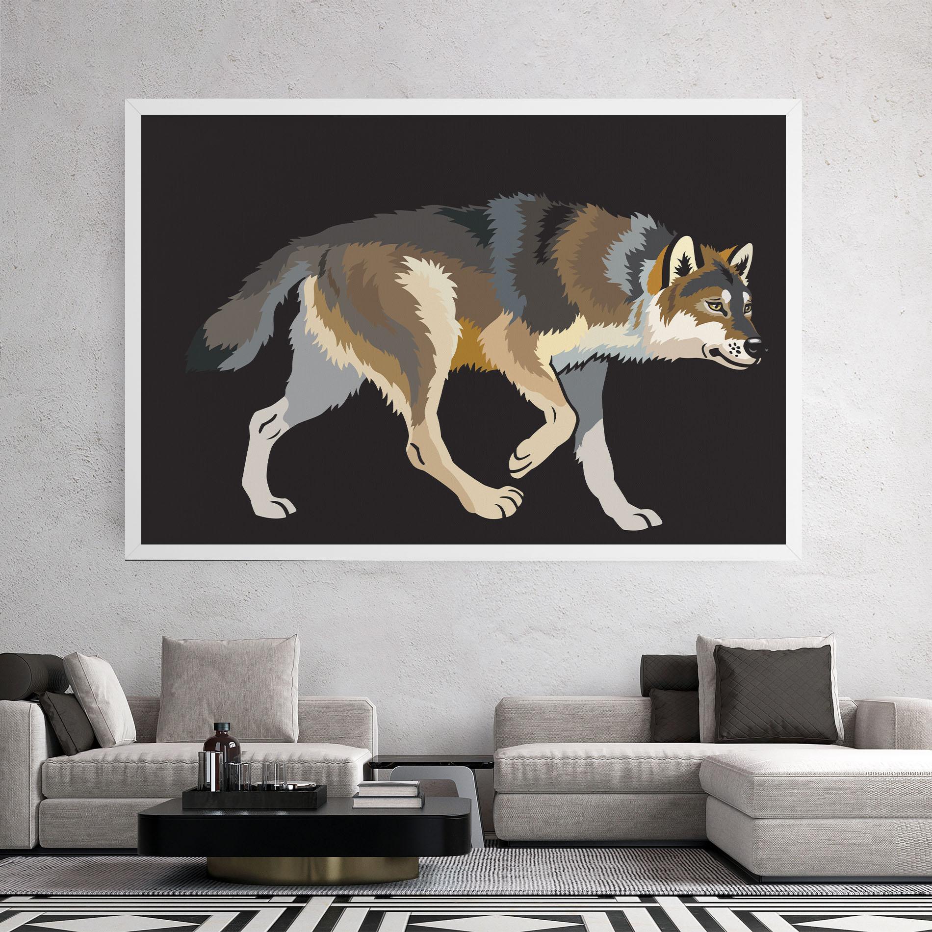 Leinwandbild Cartoon Wolf mockup 2