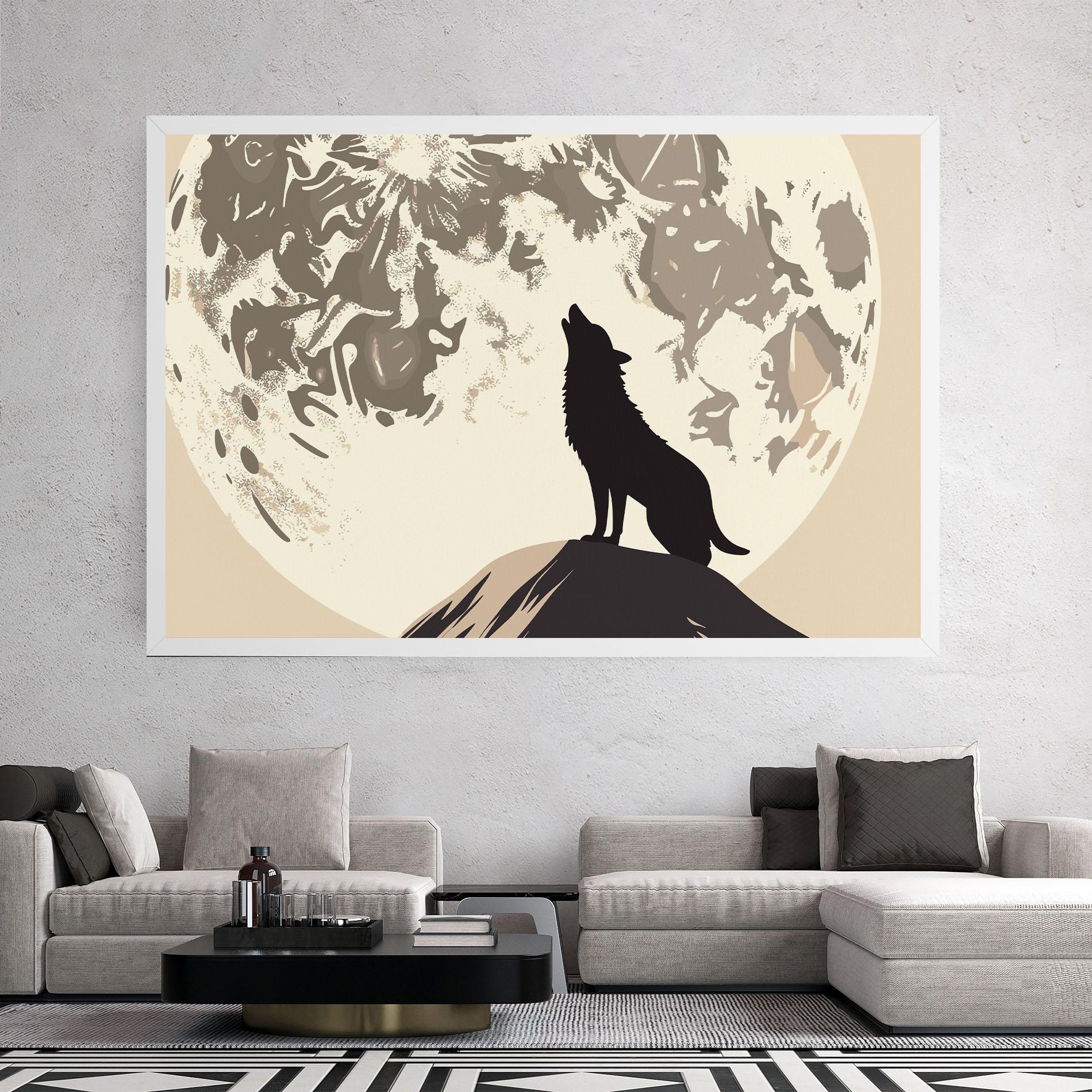 Leinwandbild Cream Moon Wolf mockup 2