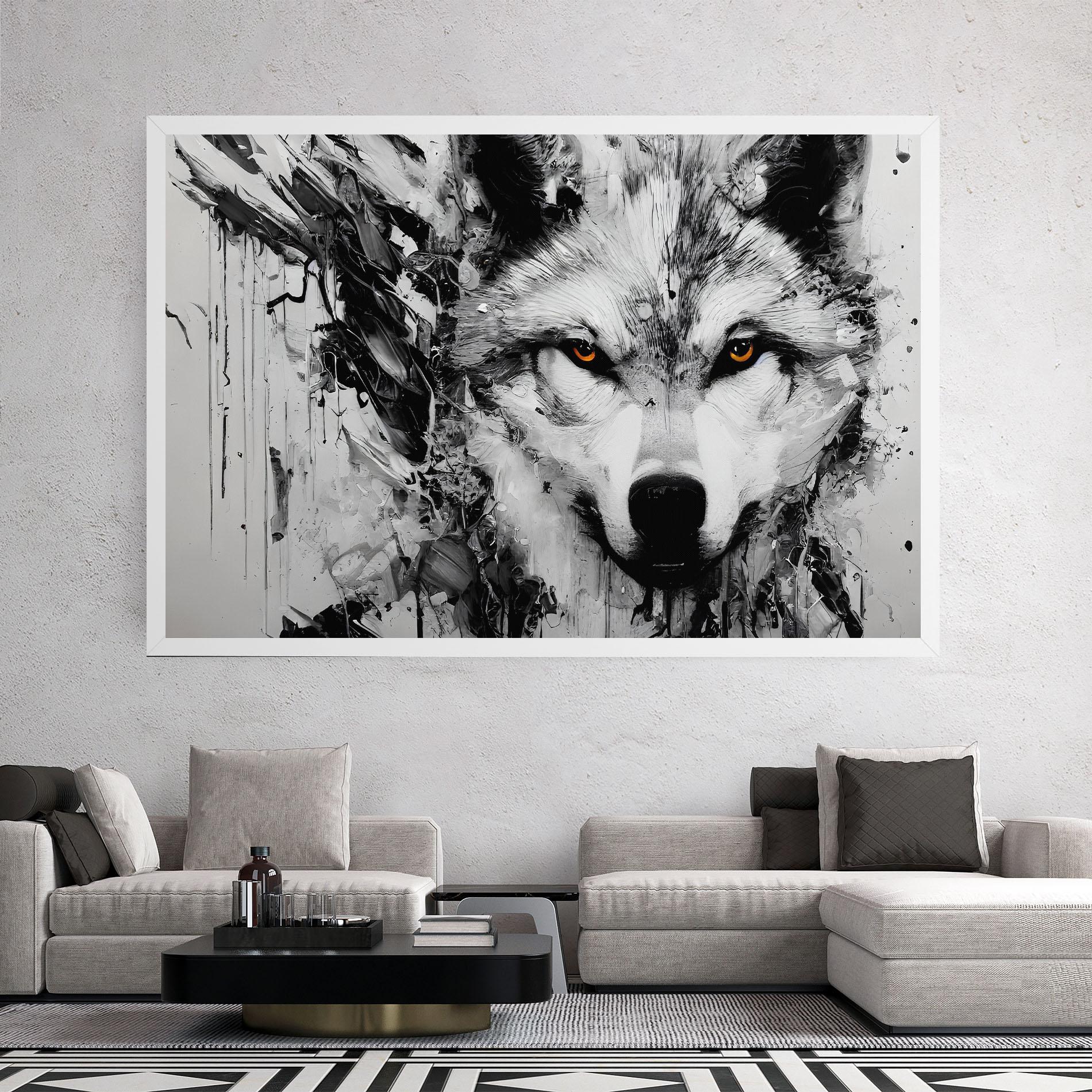 Leinwandbild Grey Wolf Portrait mockup 2