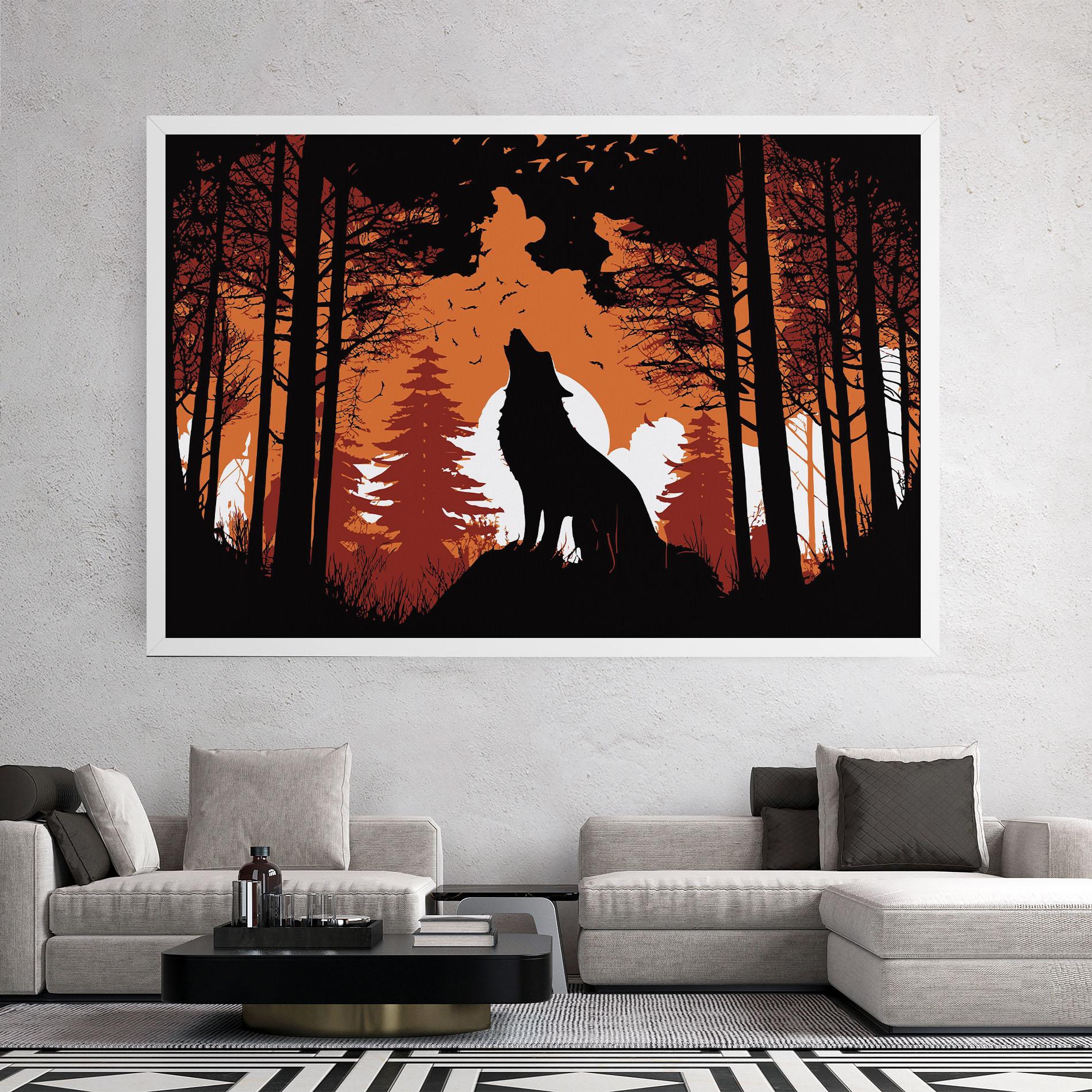 Leinwandbild Orange Sky Wolf mockup 2