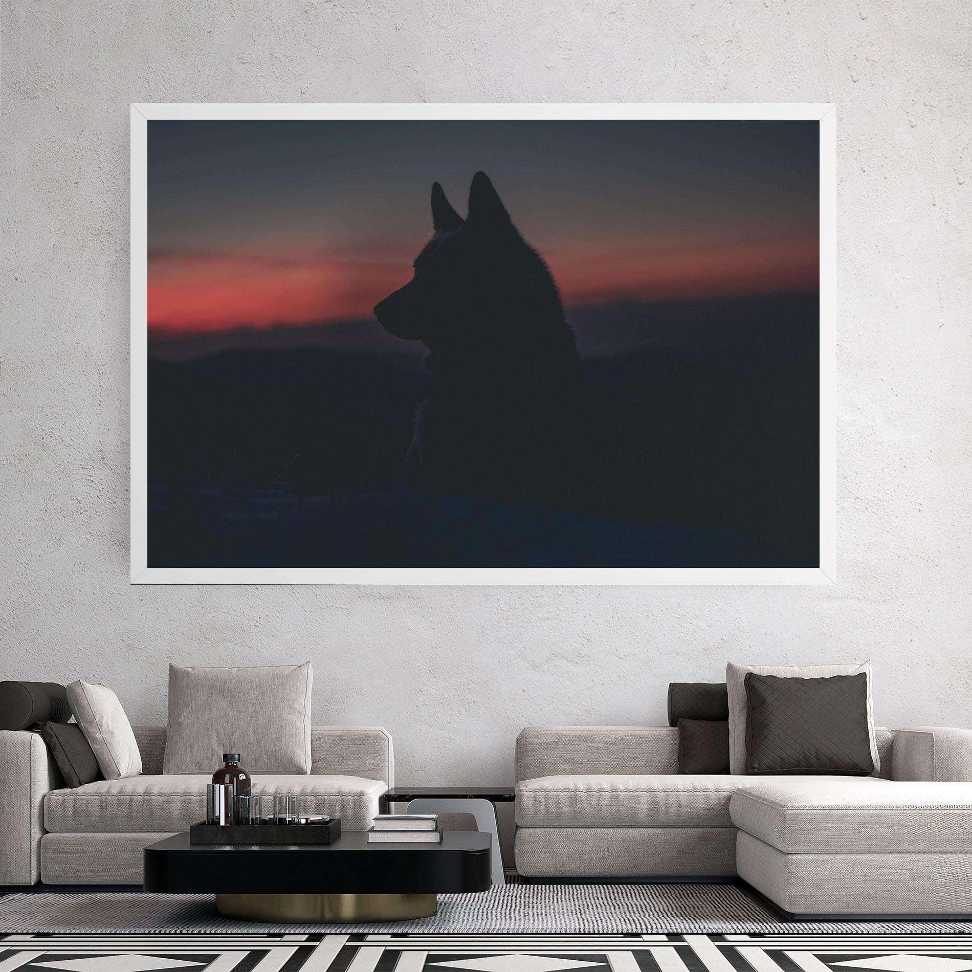 Leinwandbild Wolf Shillouette mockup 2