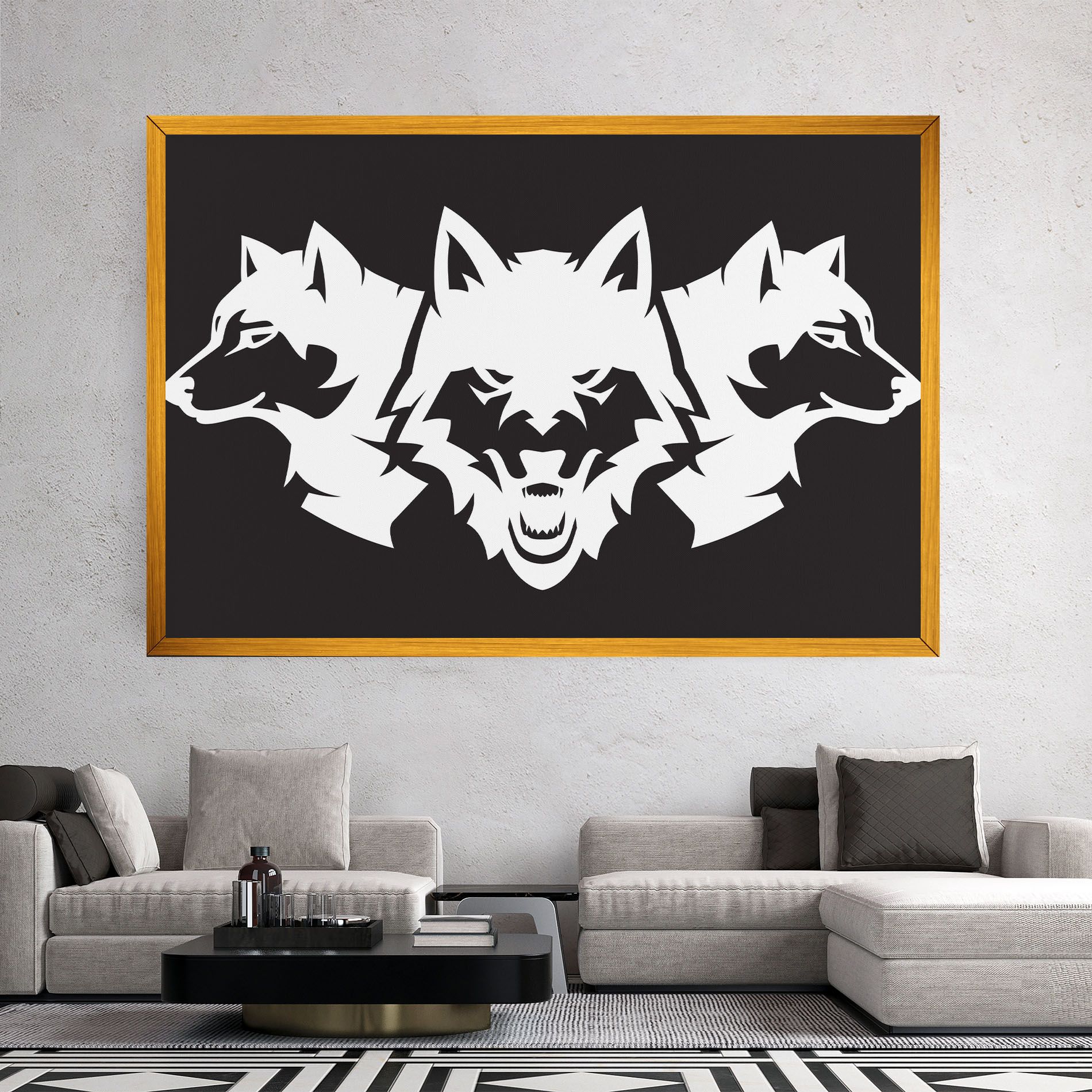 3 Wolf Heads mockup 2
