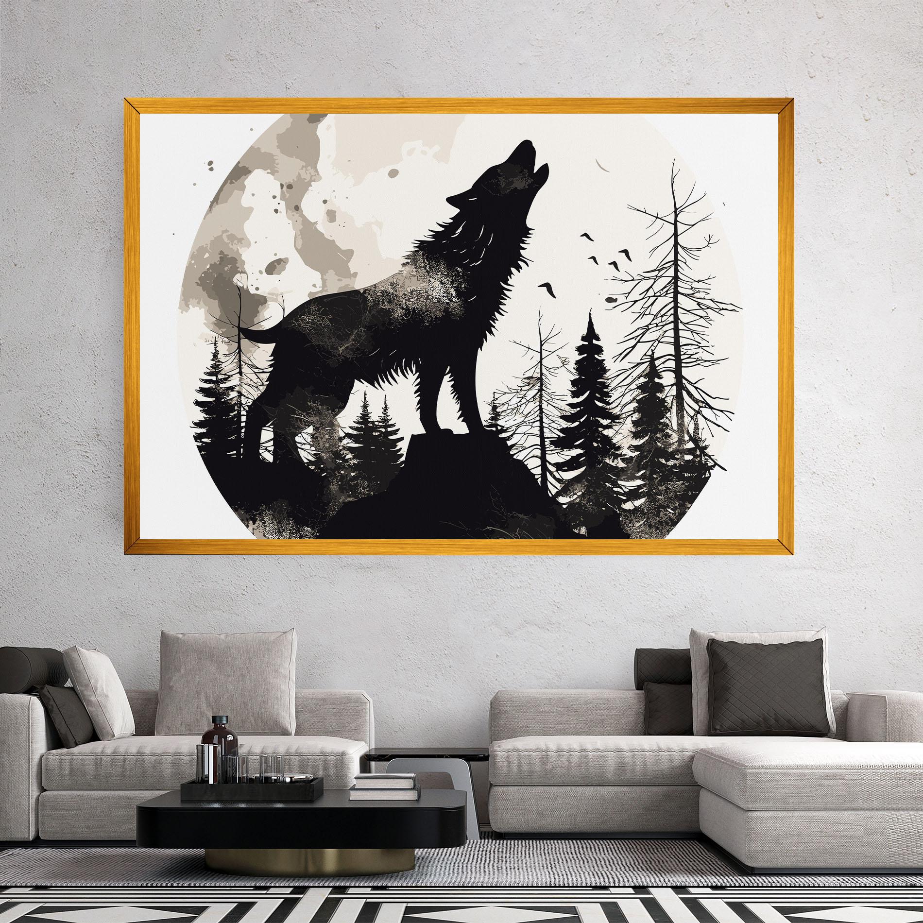 Leinwandbild Black On Cream Wolf mockup 2