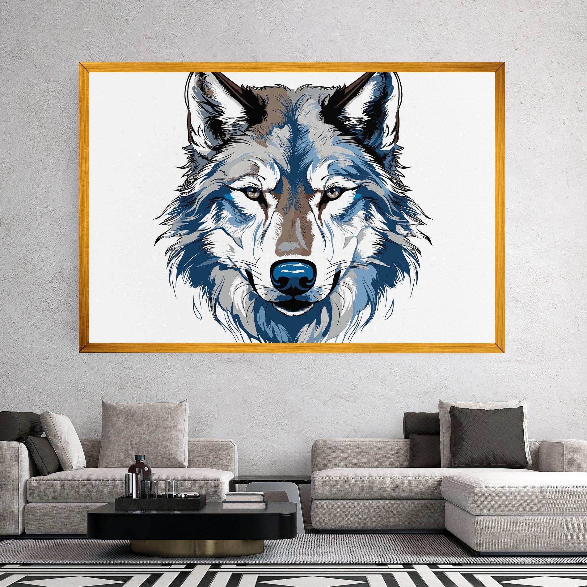 Leinwandbild Blue Wolf Head mockup 2