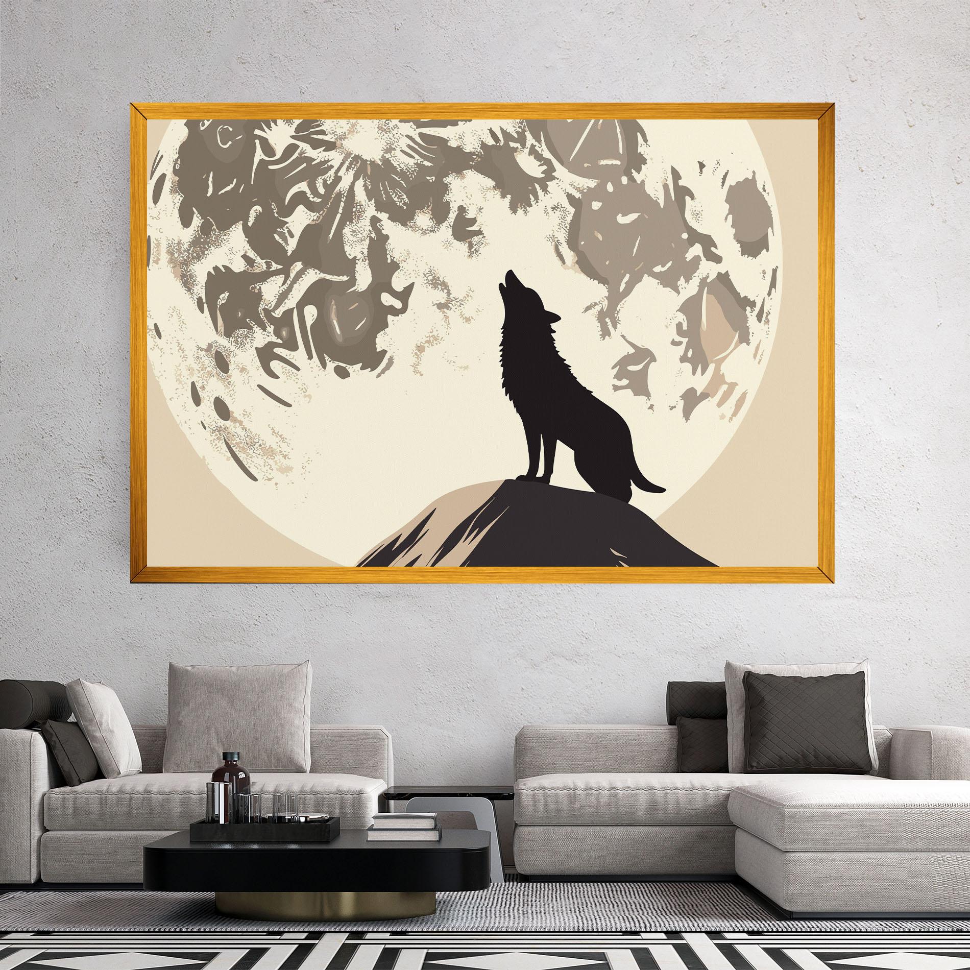 Leinwandbild Cream Moon Wolf mockup 2