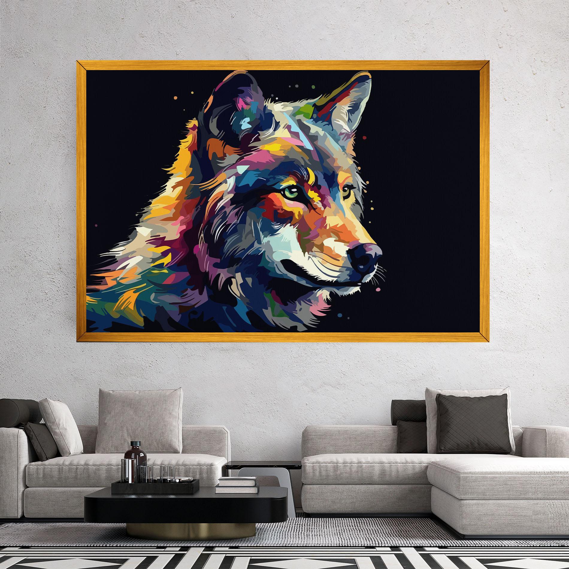 Leinwandbild Painted Wolf mockup 2