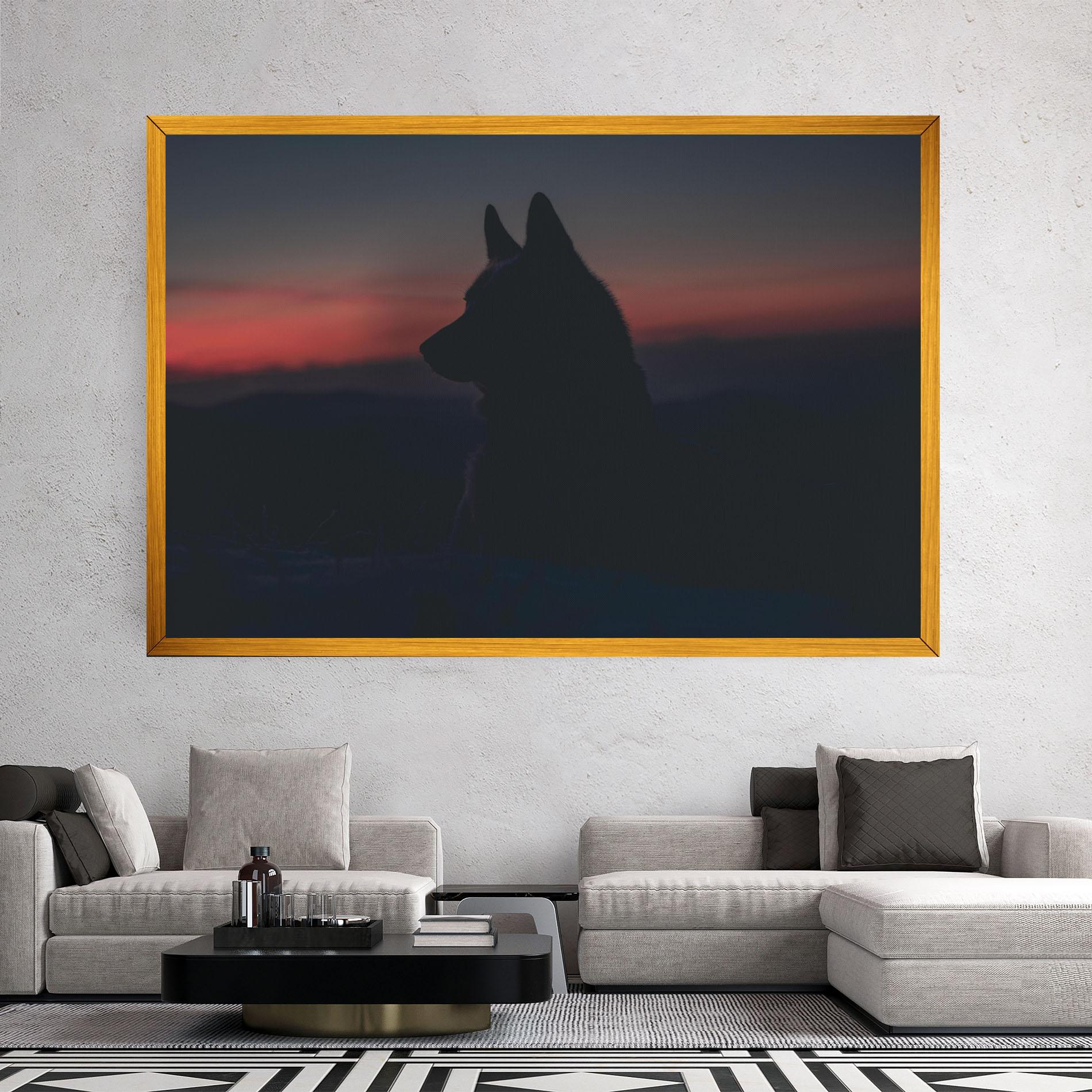 Leinwandbild Wolf Shillouette mockup 2