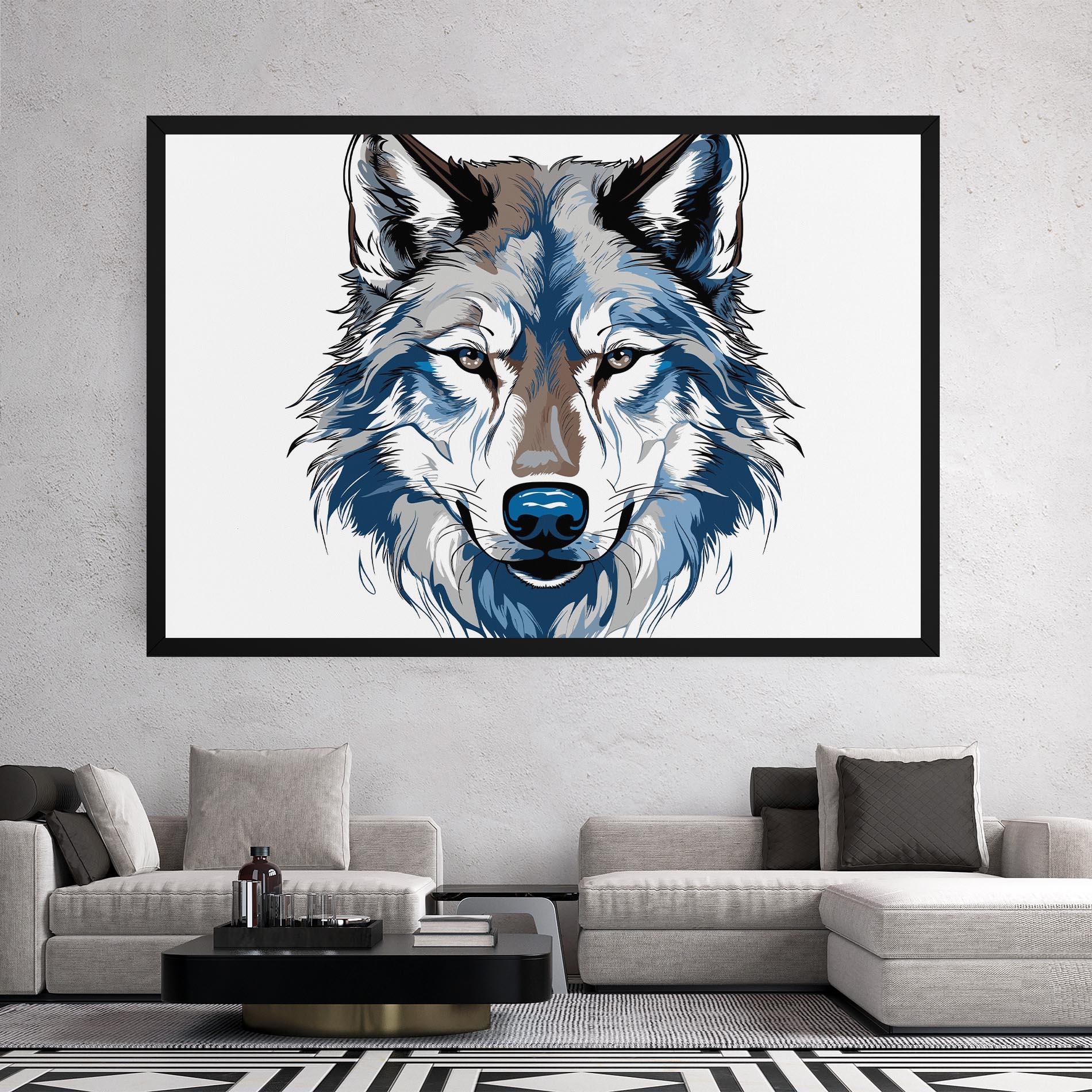 Leinwandbild Blue Wolf Head mockup 2