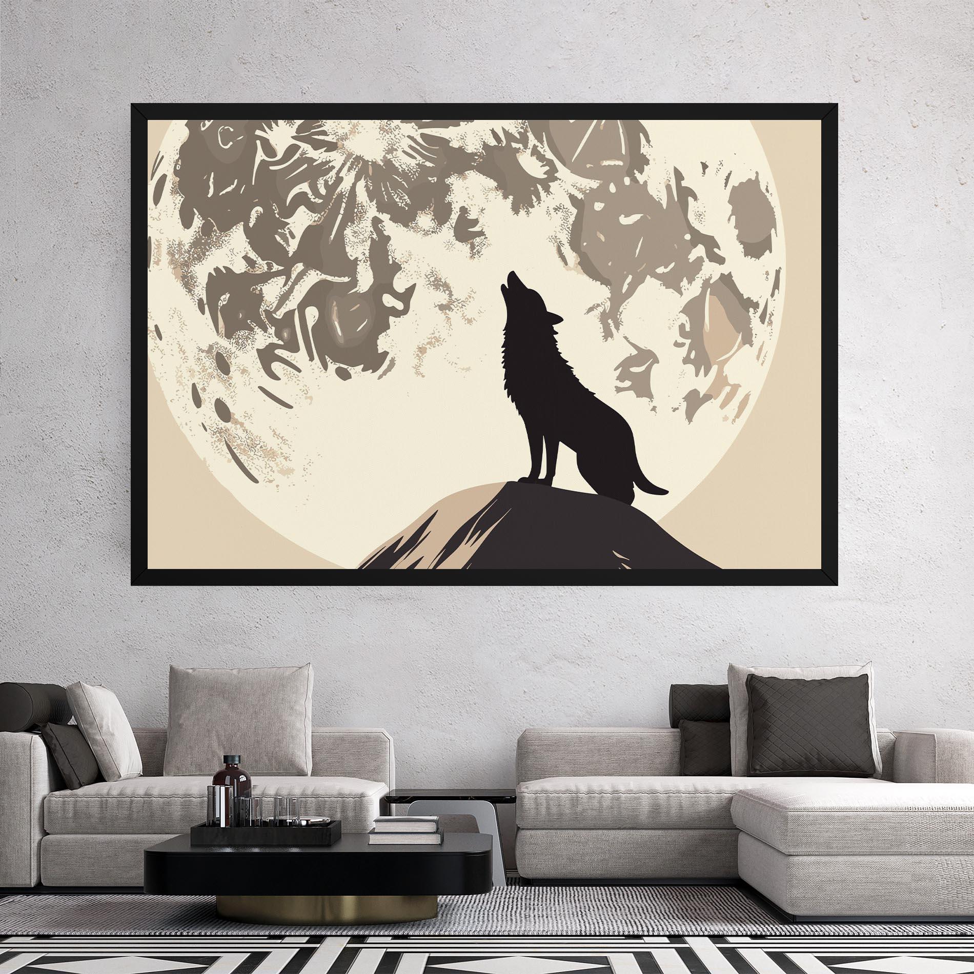Leinwandbild Cream Moon Wolf mockup 2