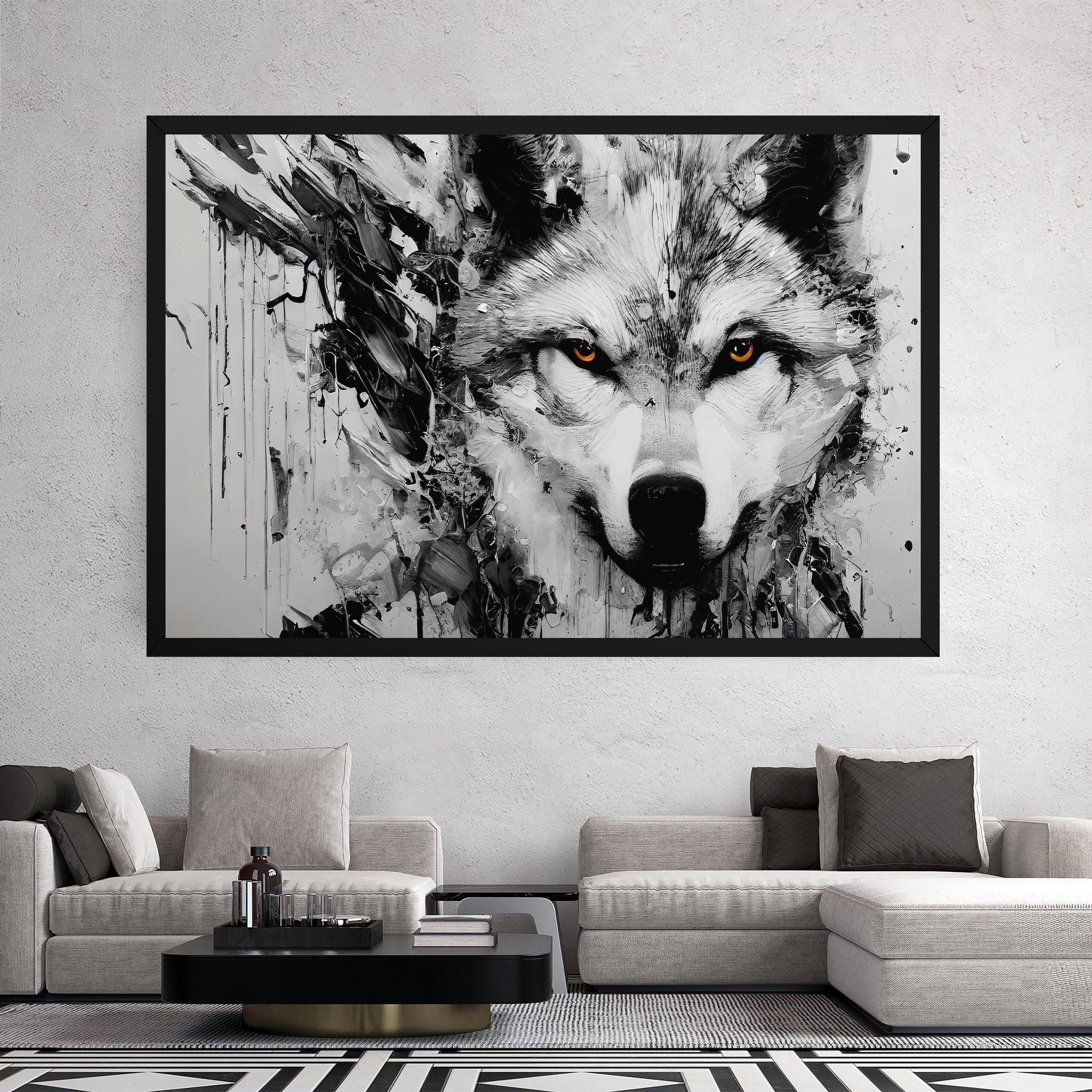 Leinwandbild Grey Wolf Portrait mockup 2
