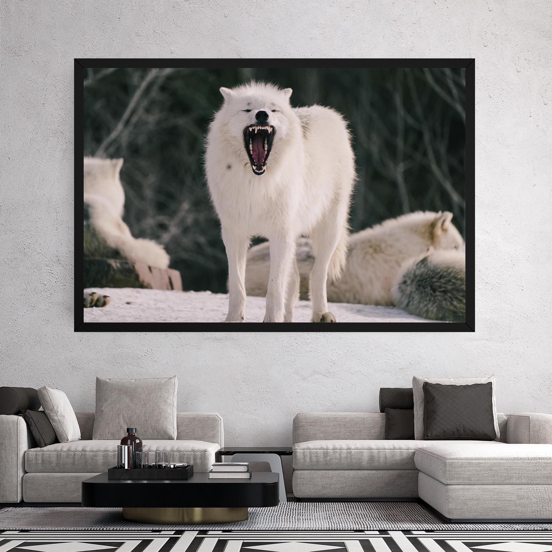 Laughing White Wolf mockup 2