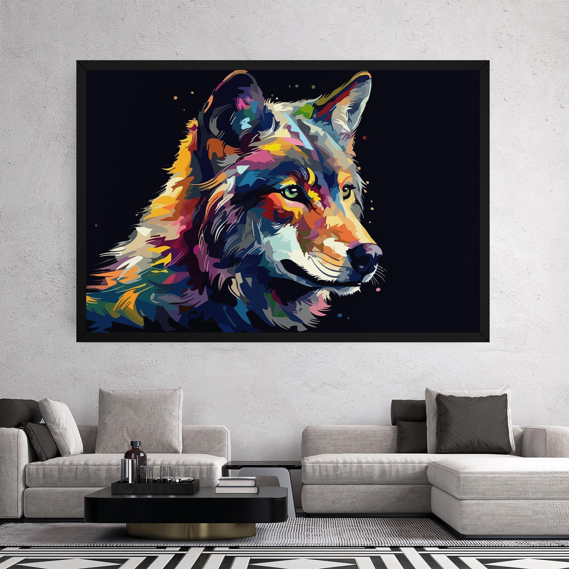 Leinwandbild Painted Wolf mockup 2