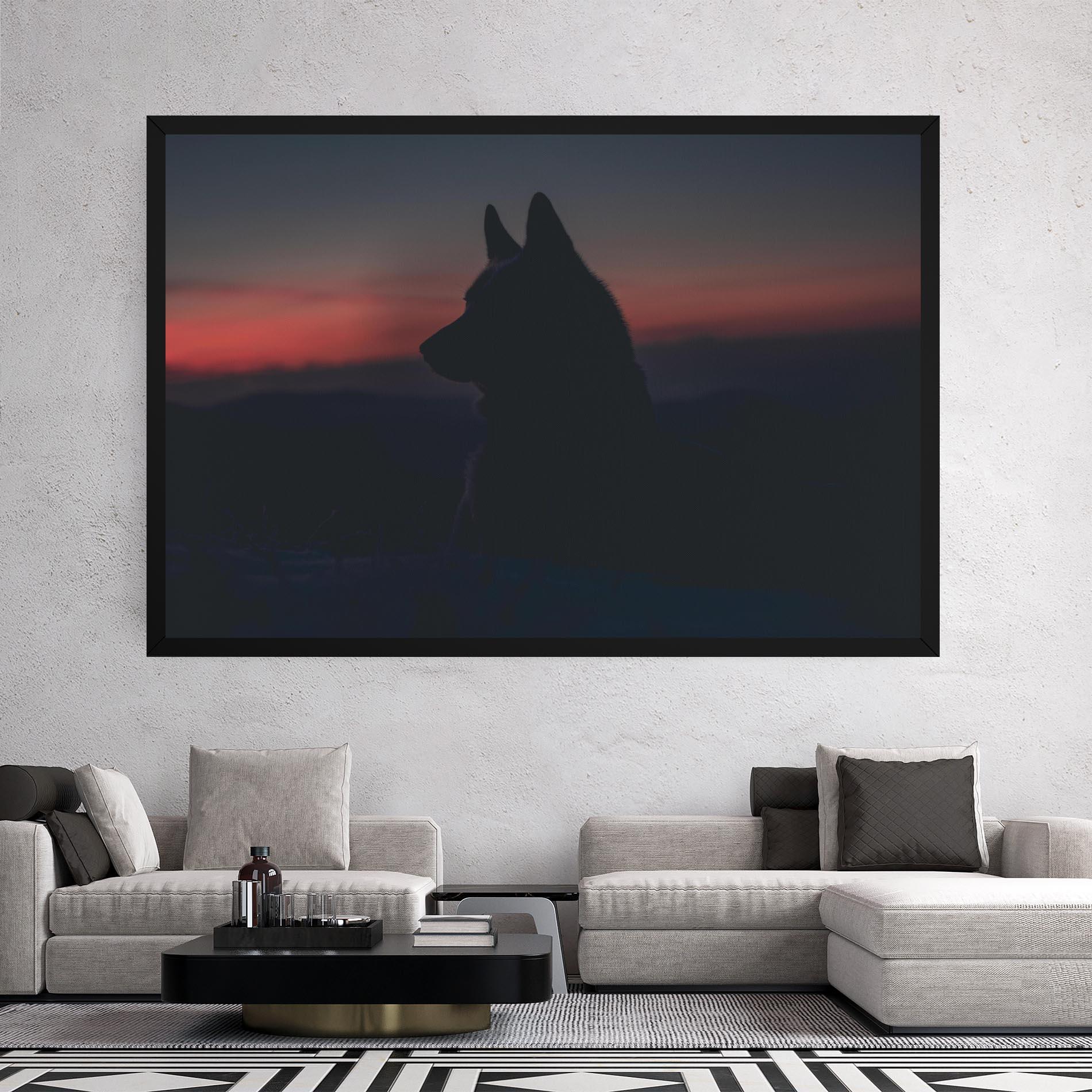 Leinwandbild Wolf Shillouette mockup 2