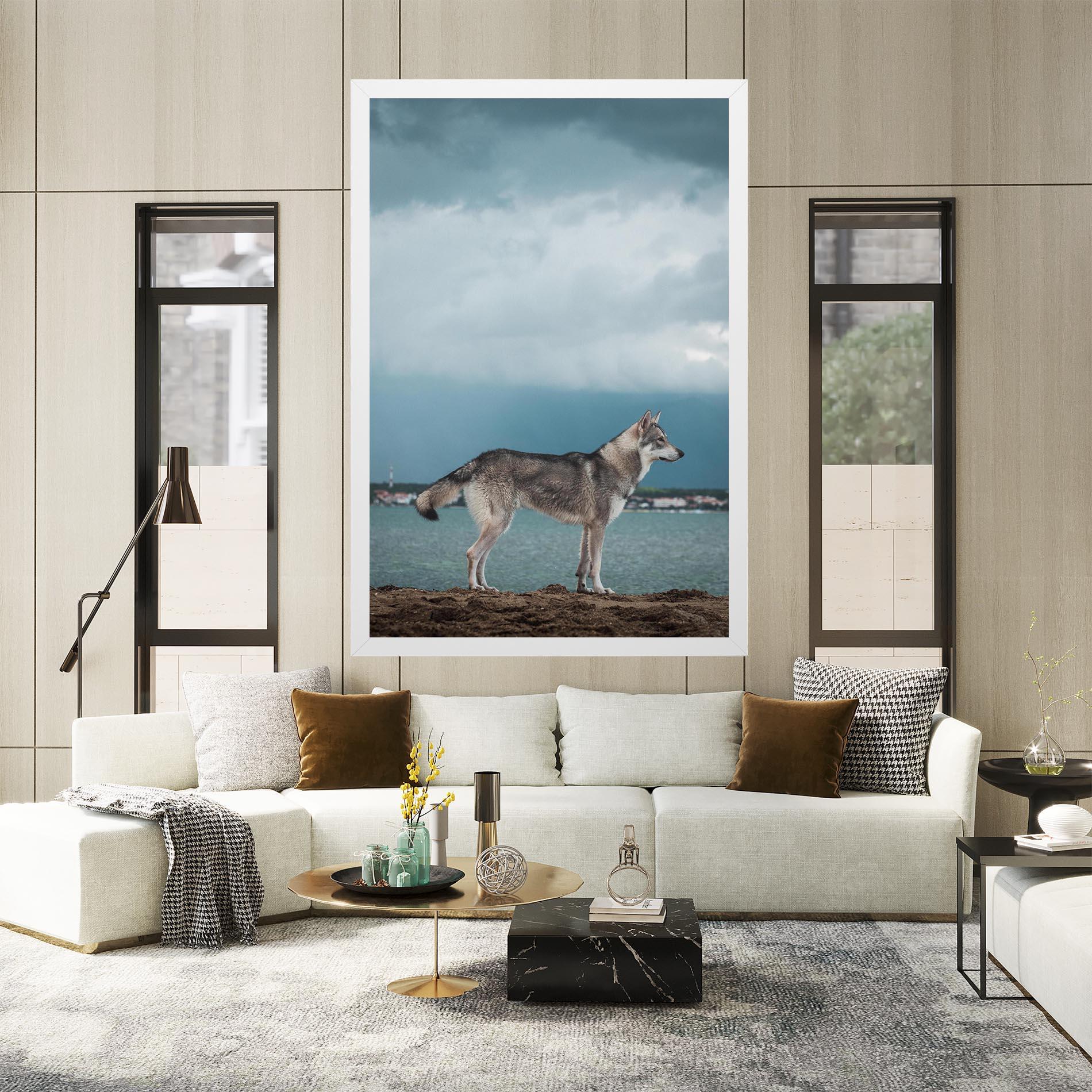 Leinwandbild Grey Wolf Looking mockup 2