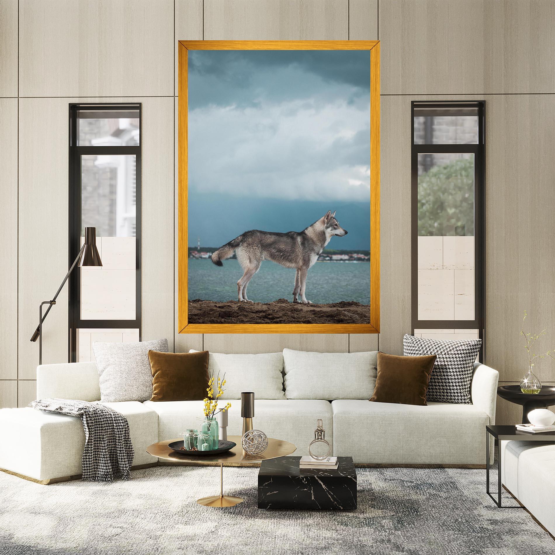 Leinwandbild Grey Wolf Looking mockup 2