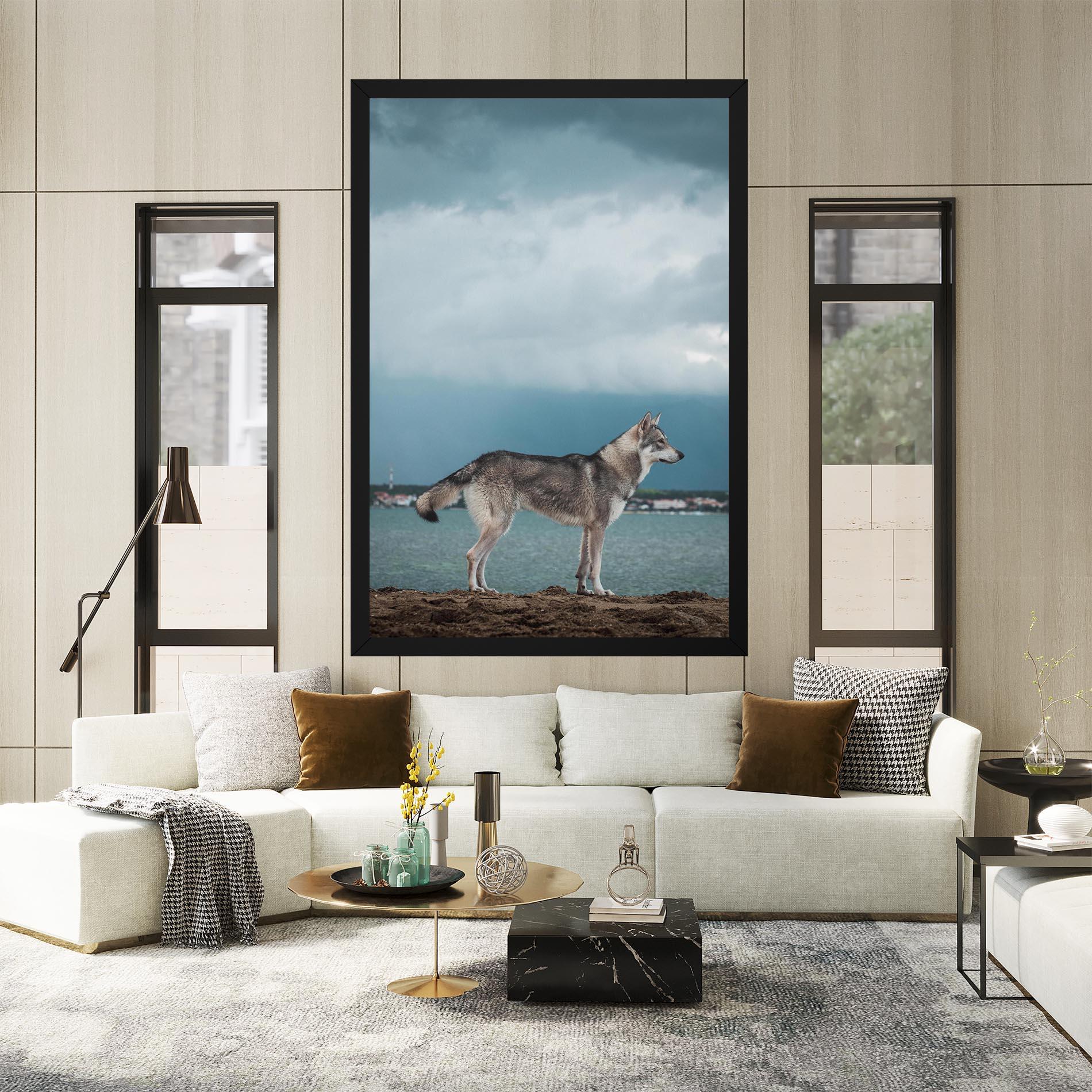 Leinwandbild Grey Wolf Looking mockup 2