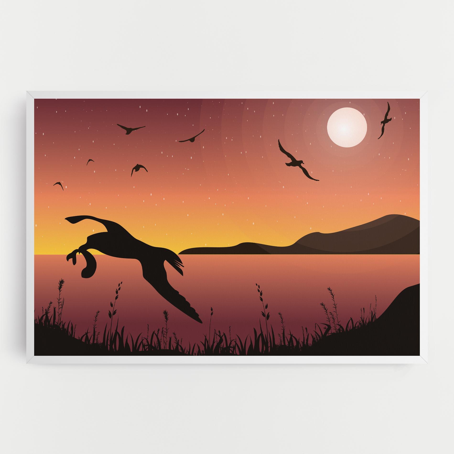 Leinwandbild Birds Fishing mockup 0