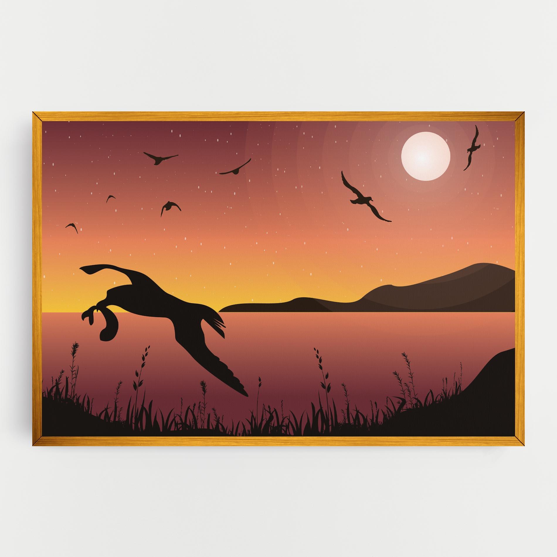 Leinwandbild Birds Fishing mockup 0