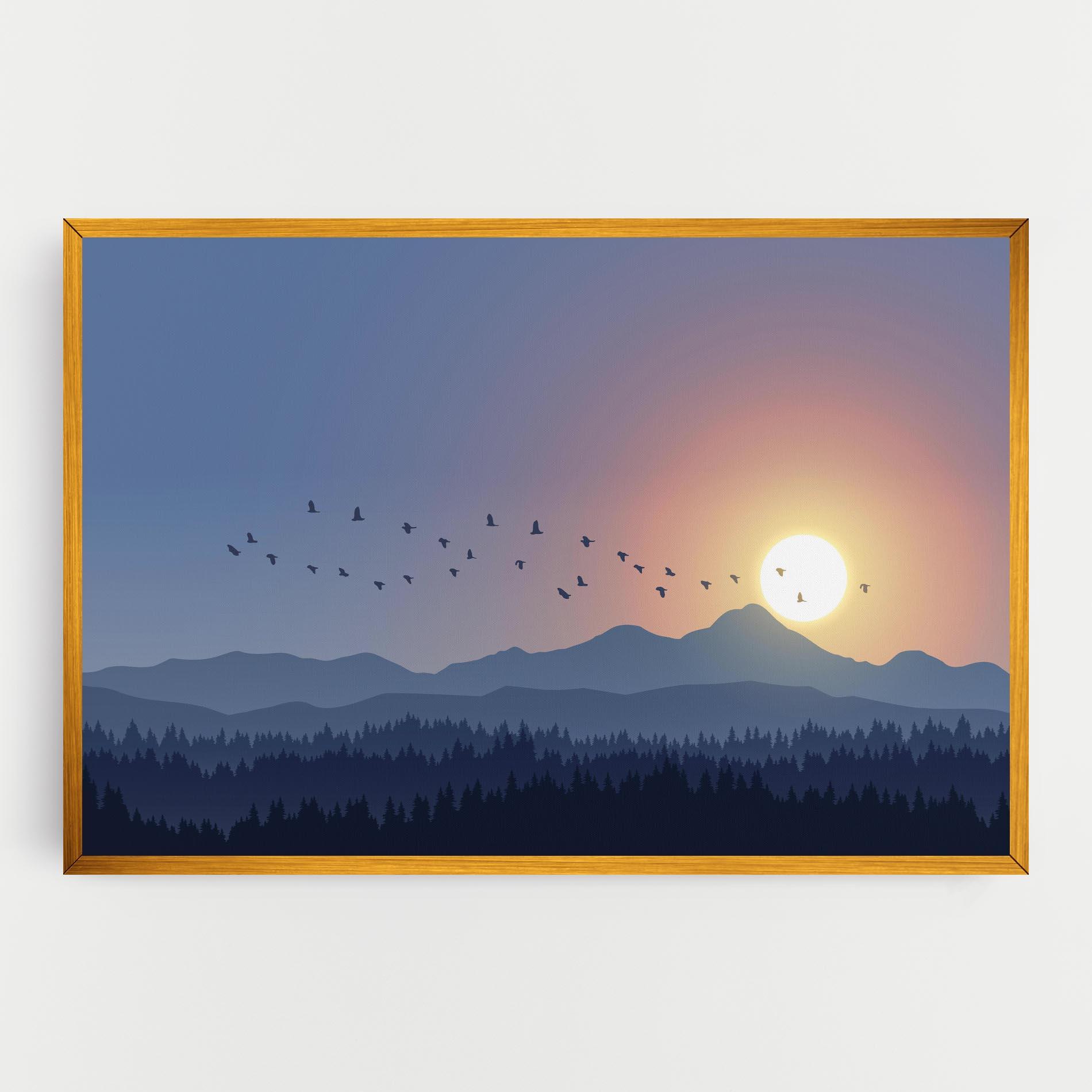 Leinwandbild Sunset Birds View mockup 0