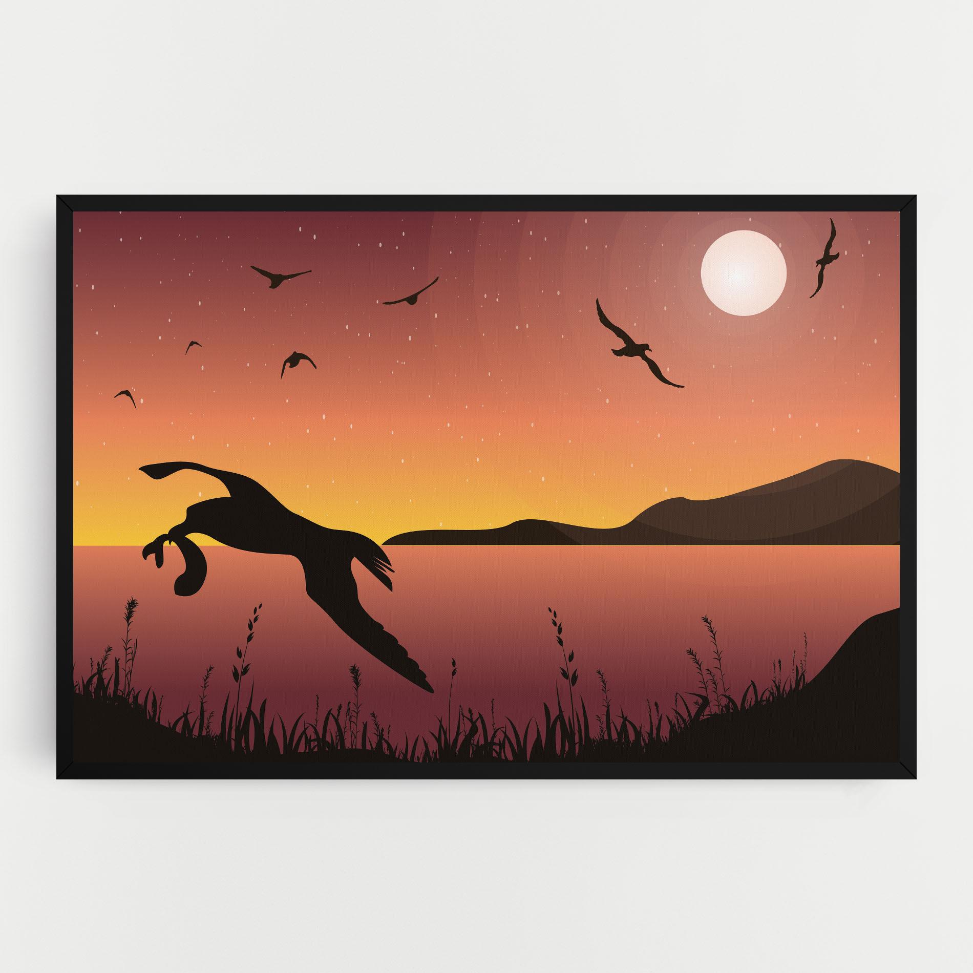 Leinwandbild Birds Fishing mockup 0