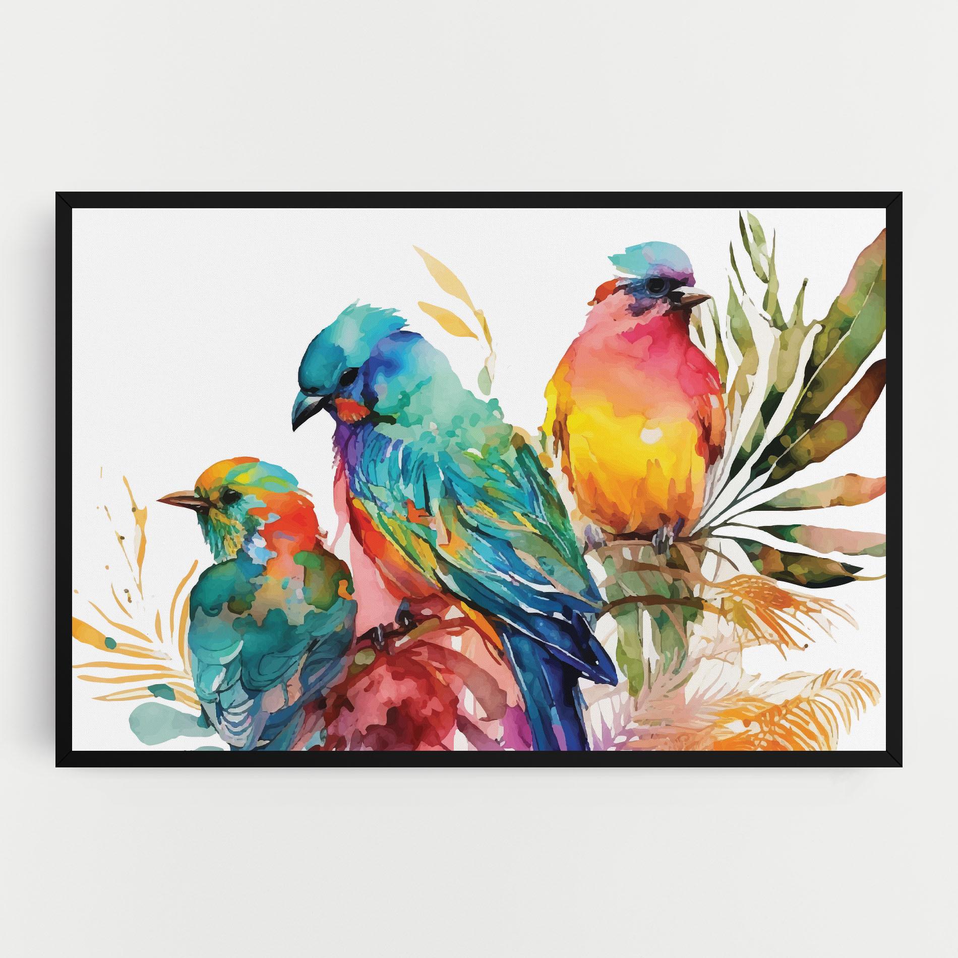 Leinwandbild Colorful Birds mockup 0