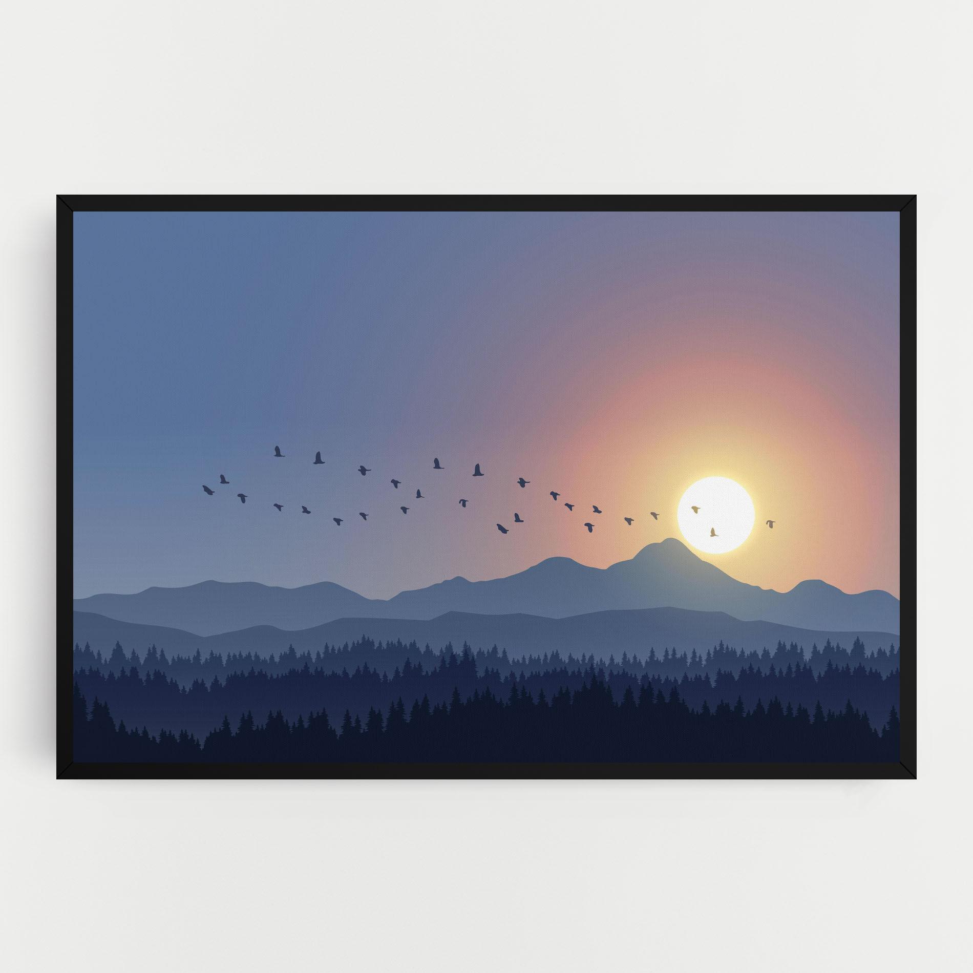 Leinwandbild Sunset Birds View mockup 0